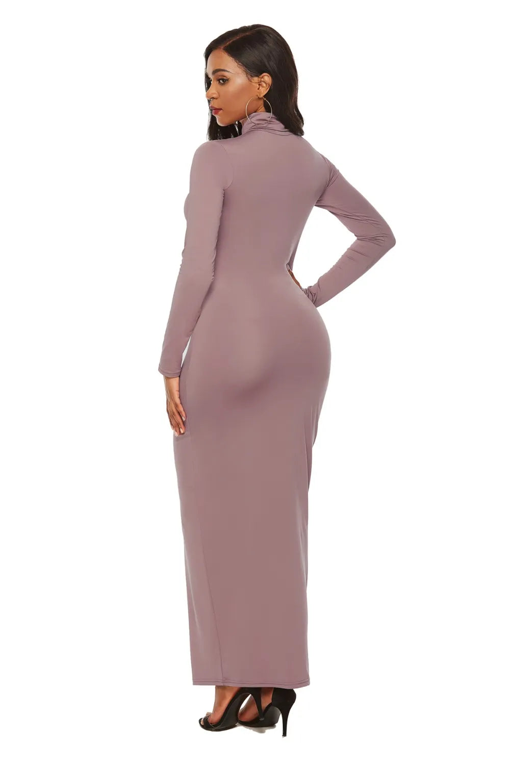 Mock Neck Long Sleeve Maxi Slim Dress - Blushé Belle