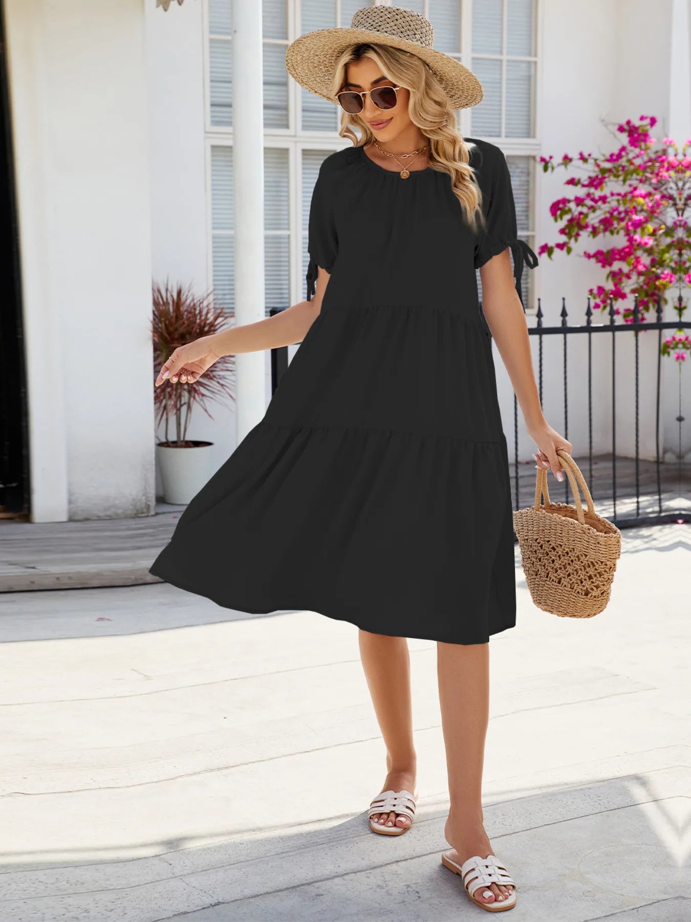 Tiered Round Neck Summer Dress - Blushé Belle