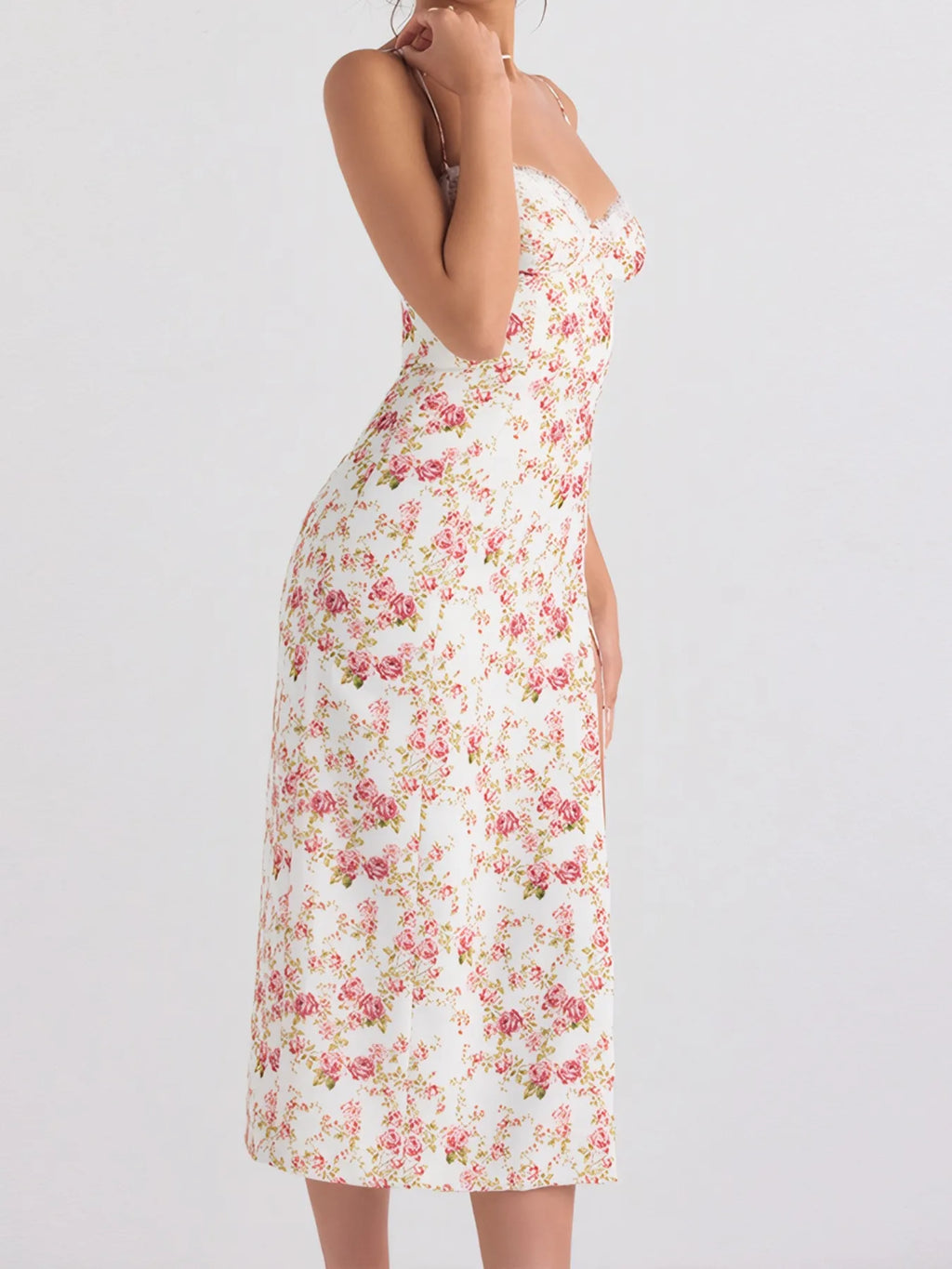 Split Printed Sweetheart Neck Cami Dress - Blushé Belle