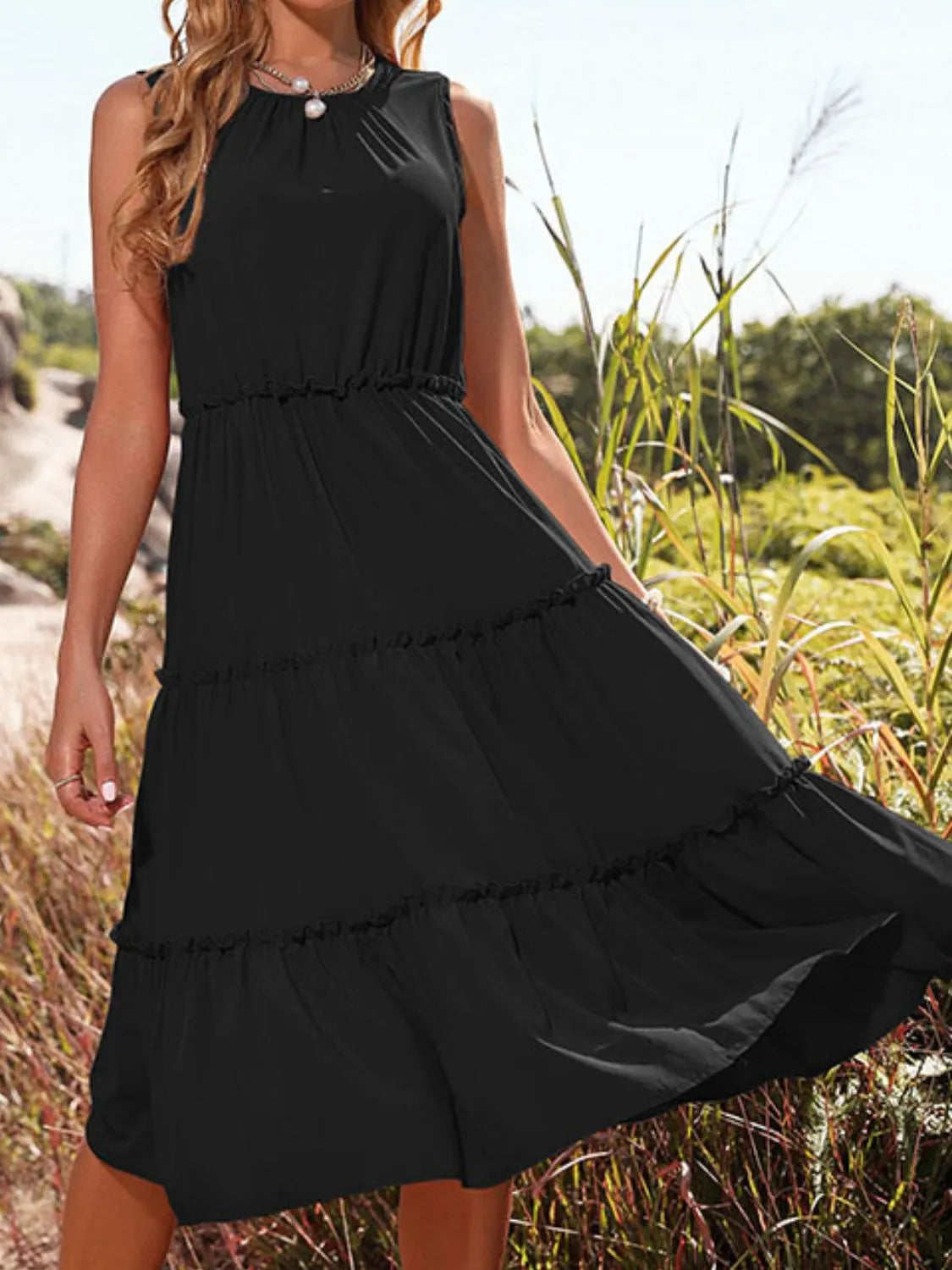 Frill Tiered Midi Dress - Blushé Belle