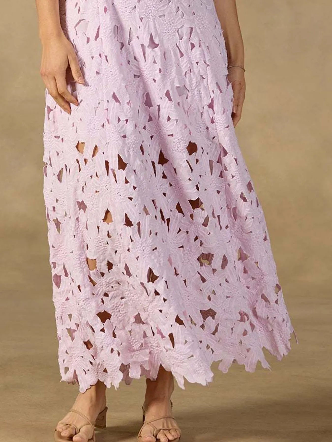Lace Flower Round Neck Maxi Dress - Blushé Belle