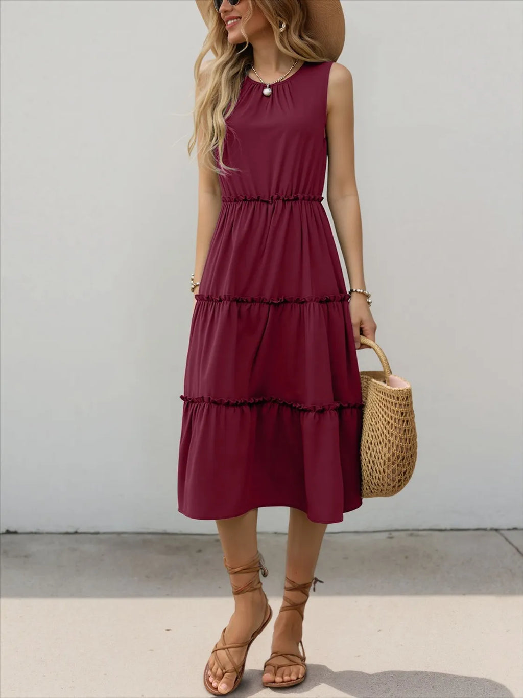Frill Tiered Midi Dress - Blushé Belle