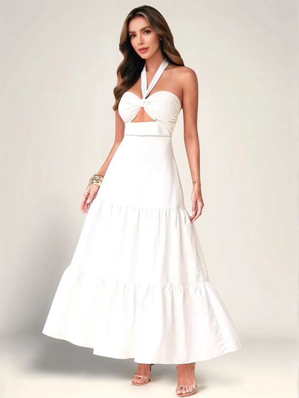 Twist Front Cutout Tiered Maxi Dress - Blushé Belle