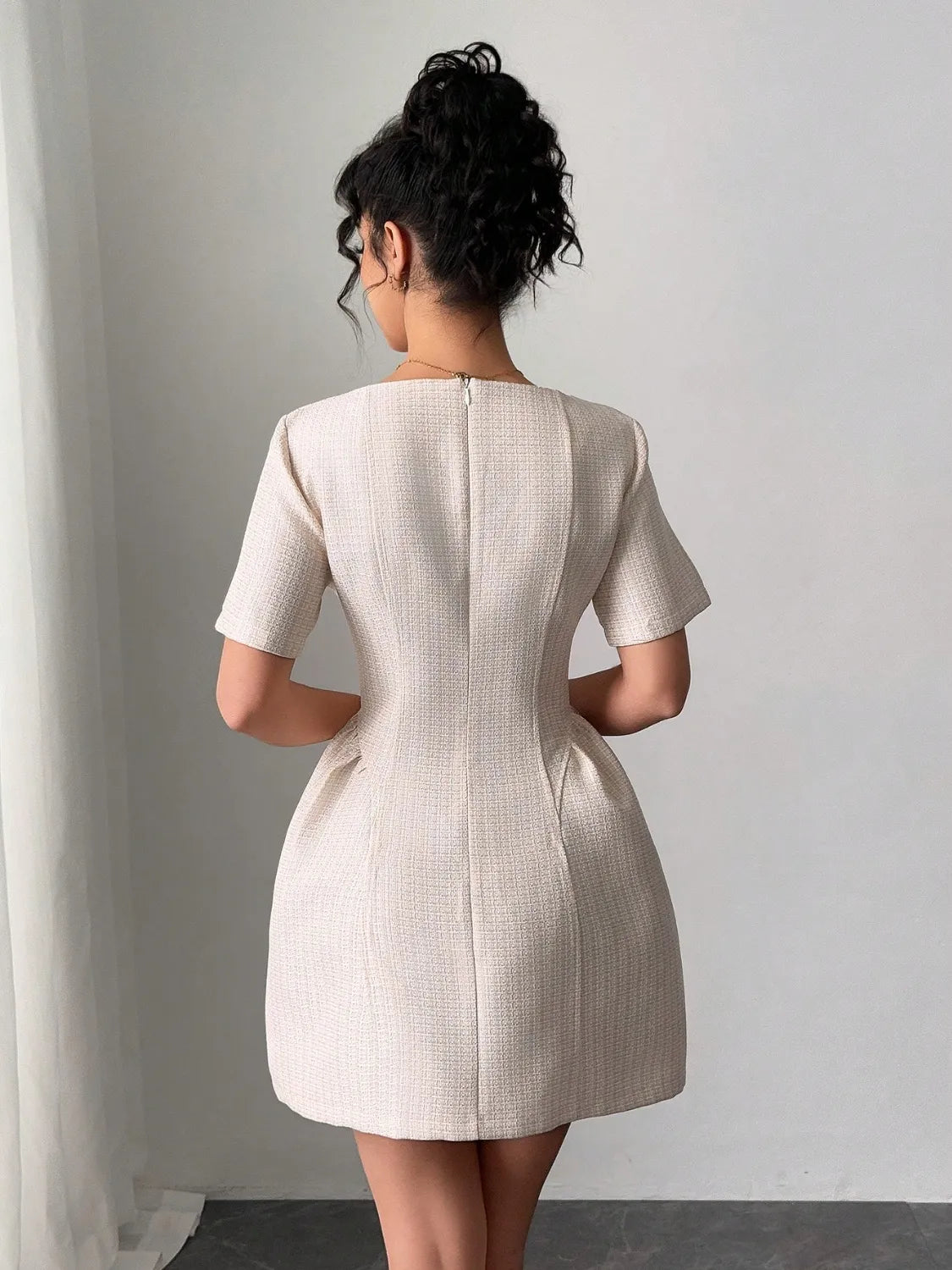 Square Neck Short Sleeve Mini Dress - Blushé Belle