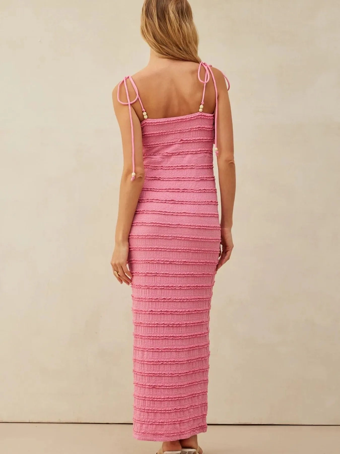 Frill Tie-Shoulder Maxi Dress - Blushé Belle