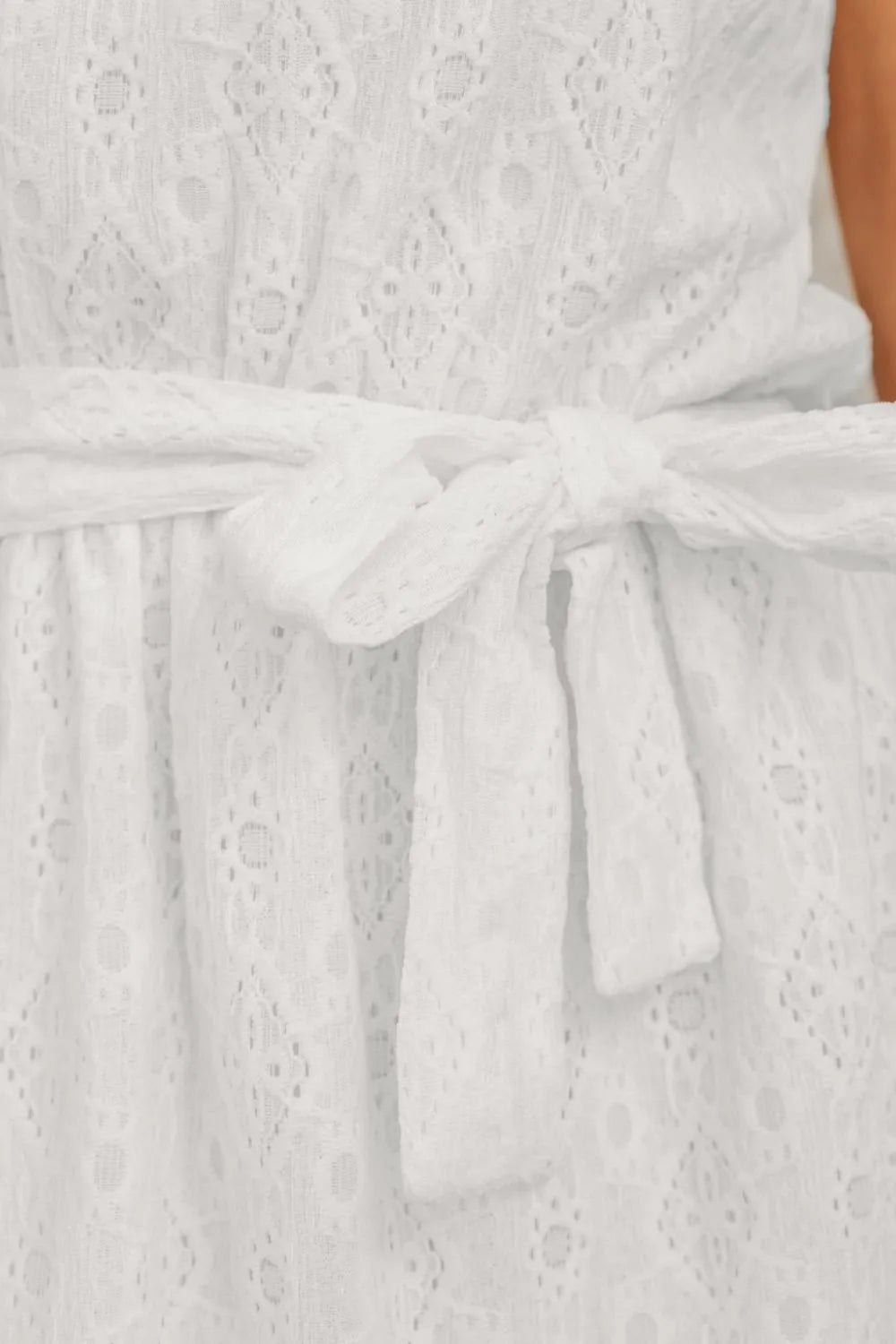 Lace Sleeveless Tied Waist Mini Dress - Blushé Belle