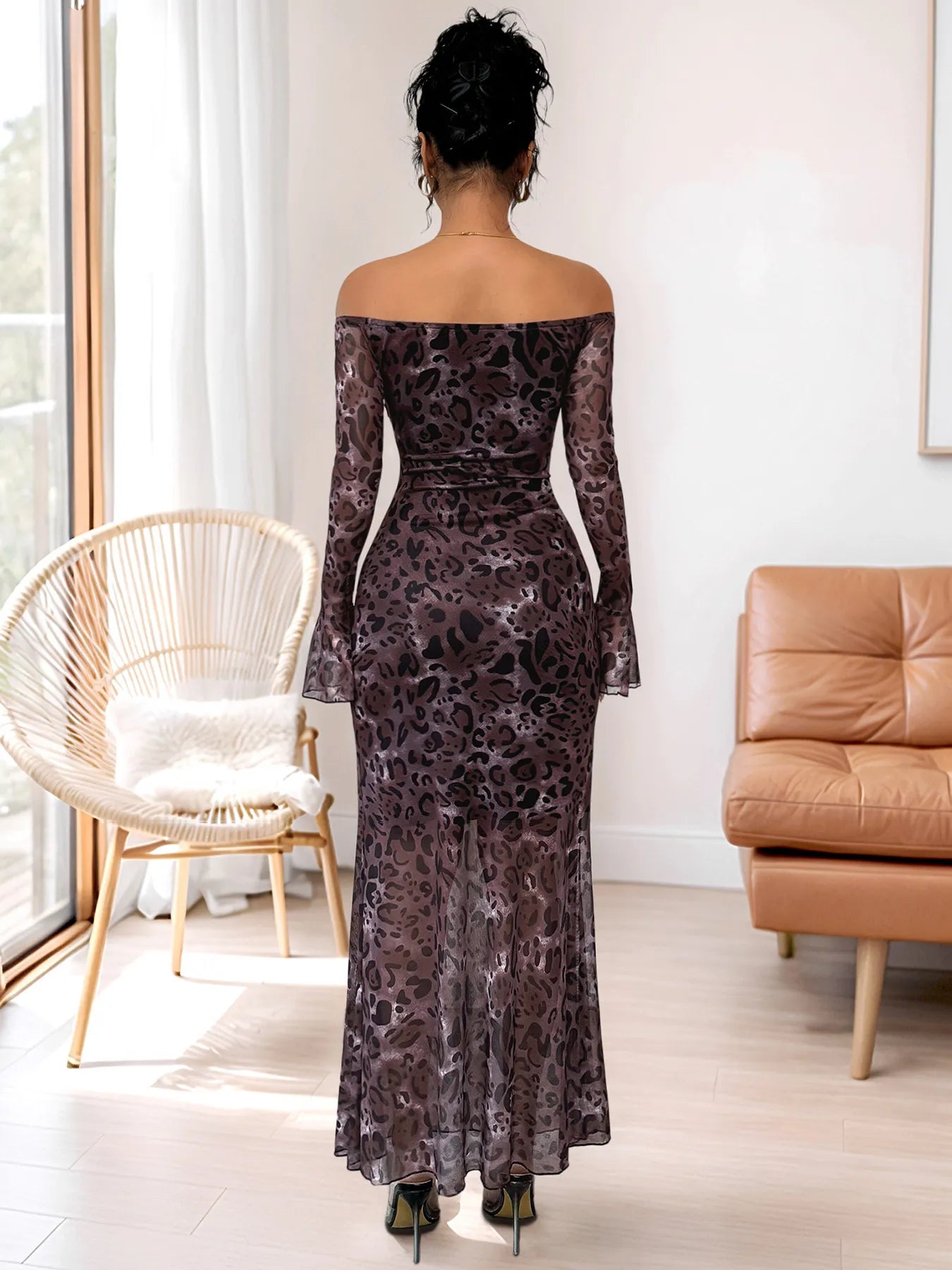 Off-Shoulder Long Sleeve Maxi Dress - Blushé Belle