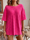 Textured Round Neck Oversized T-Shirt - Blushé Belle