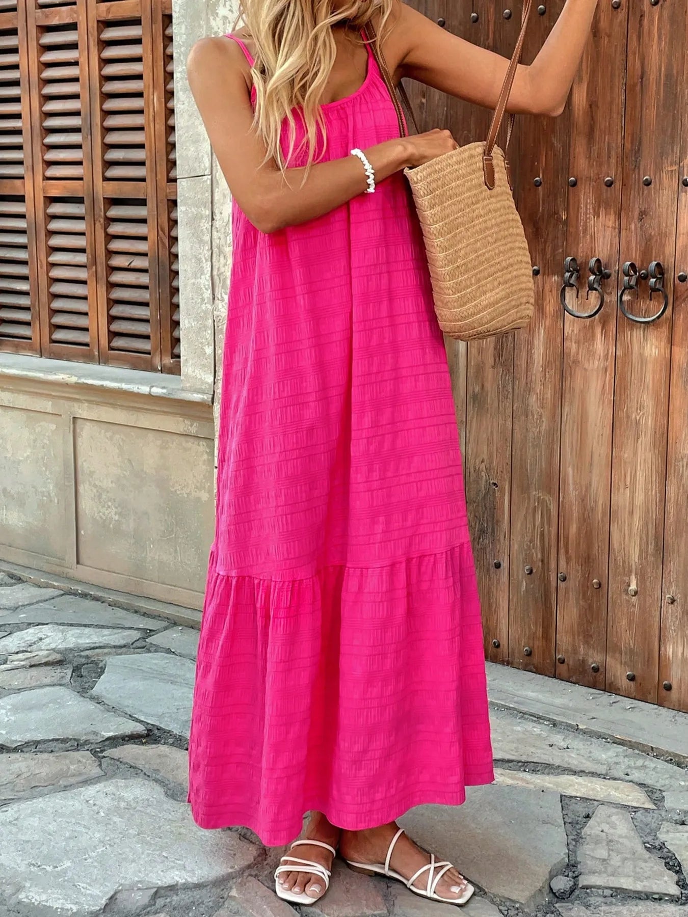 Scoop Neck Tiered Maxi Cami Dress - Blushé Belle