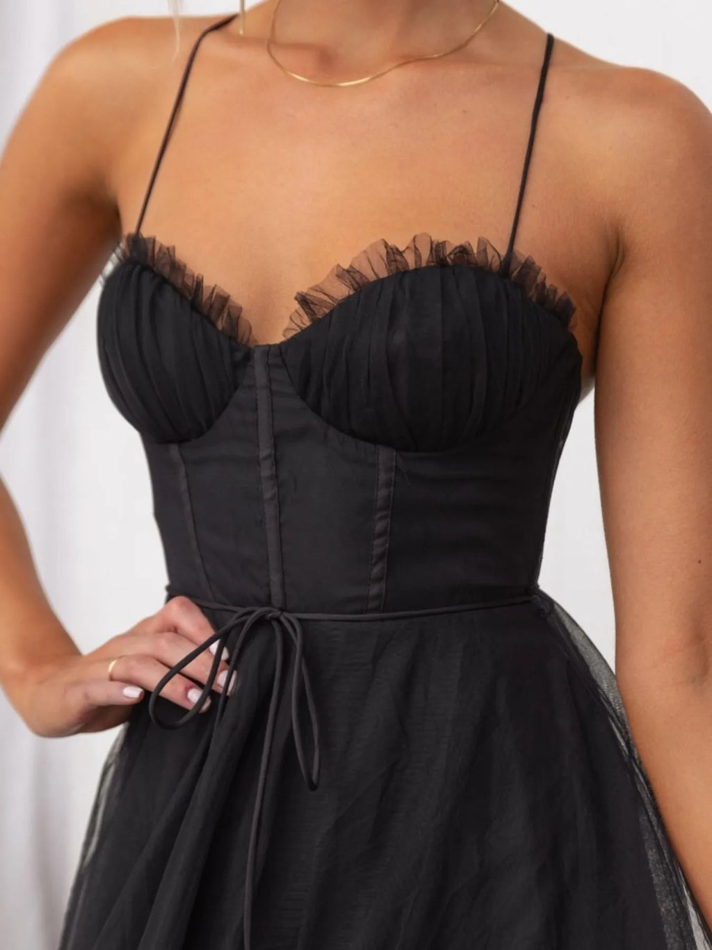 Sweetheart Neck Tulle Midi Dress - Blushé Belle