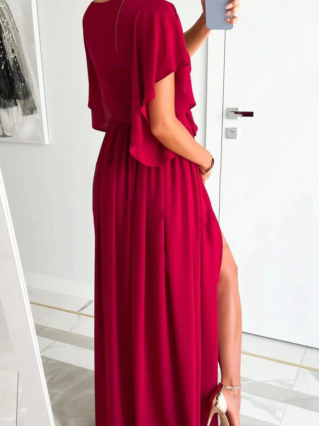 Flutter Sleeve Surplice Tie Waist Dress - Blushé Belle
