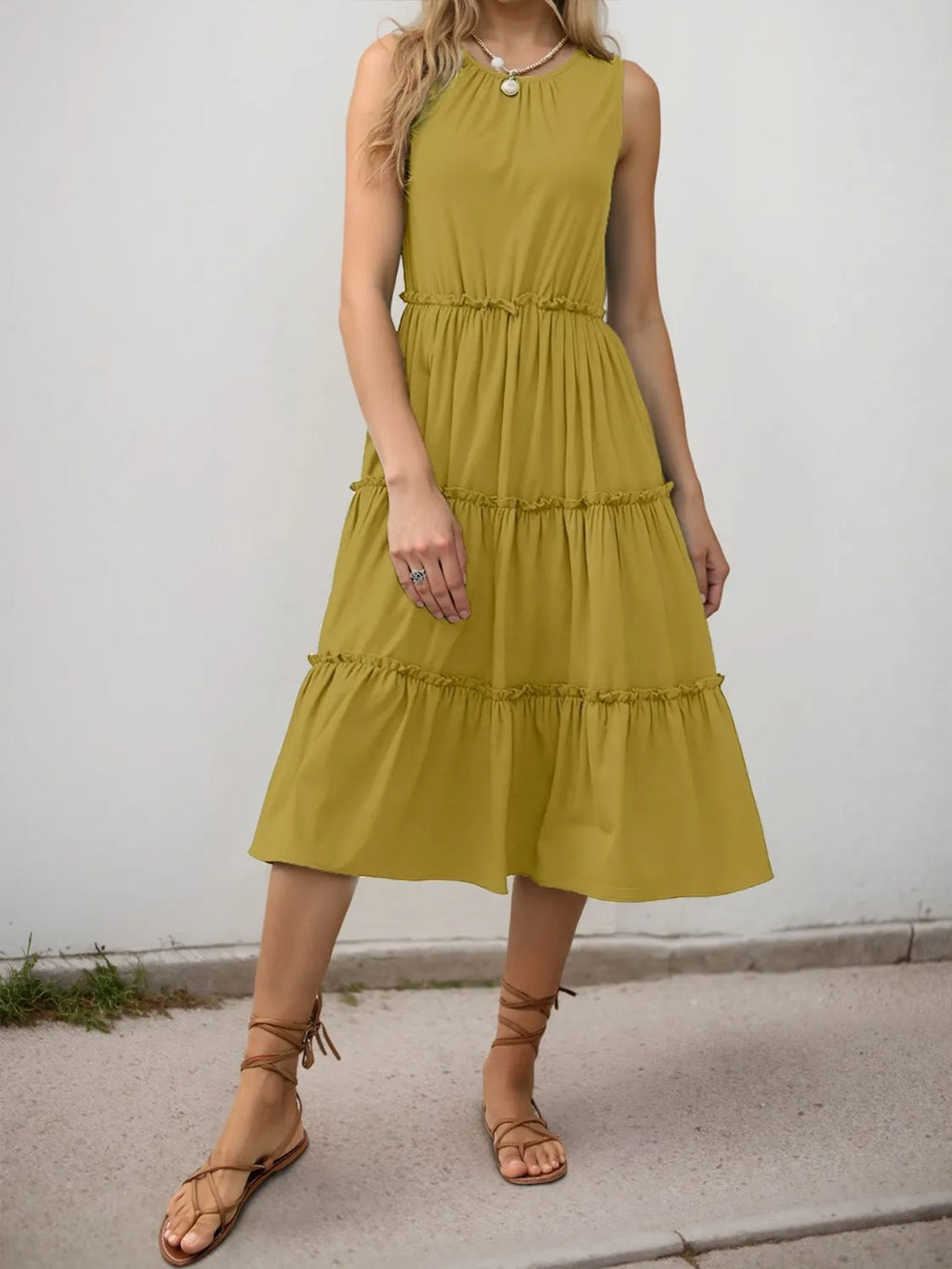 Frill Tiered Midi Dress - Blushé Belle