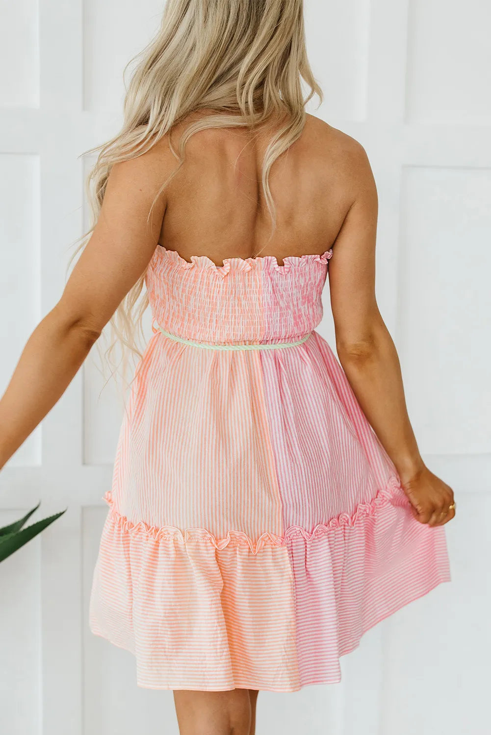 Contrast Smocked Tube Mini Dress - Blushé Belle