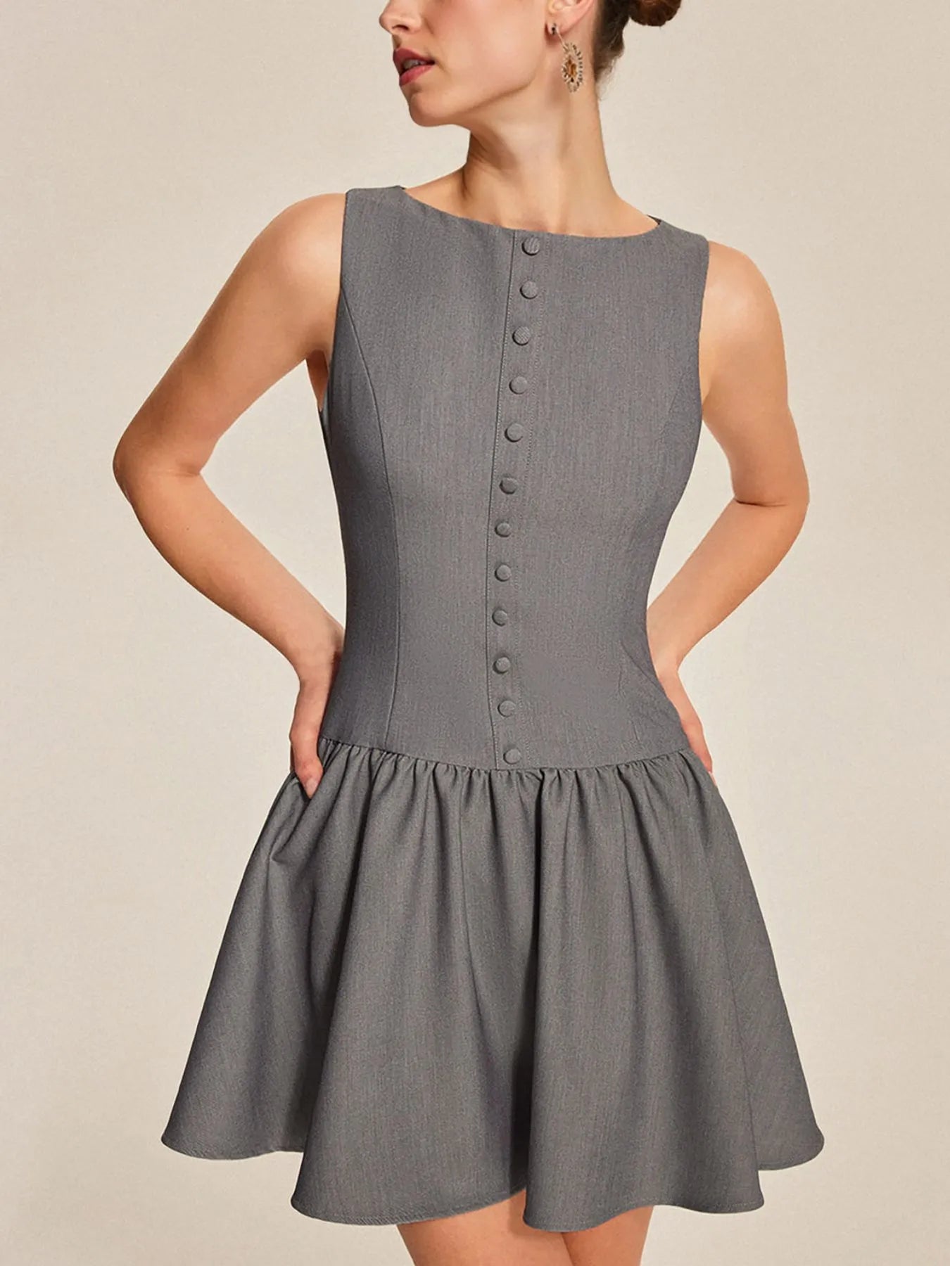 Round Neck Sleeveless Ruffled Mini Dress - Blushé Belle
