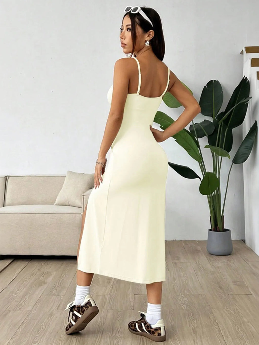 Slit Bodice Midi Cami Dress - Blushé Belle
