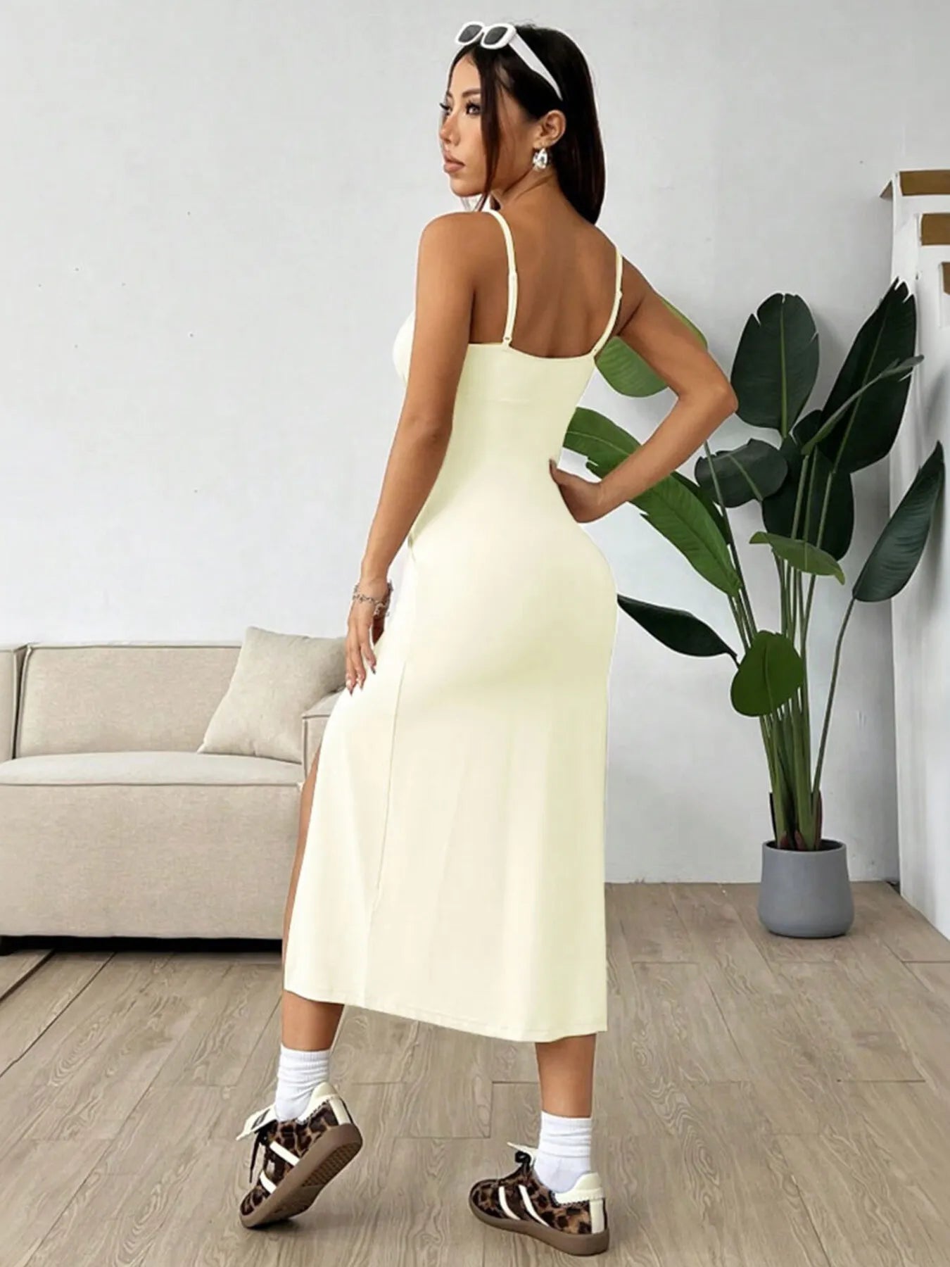 Slit Bodice Midi Cami Dress - Blushé Belle