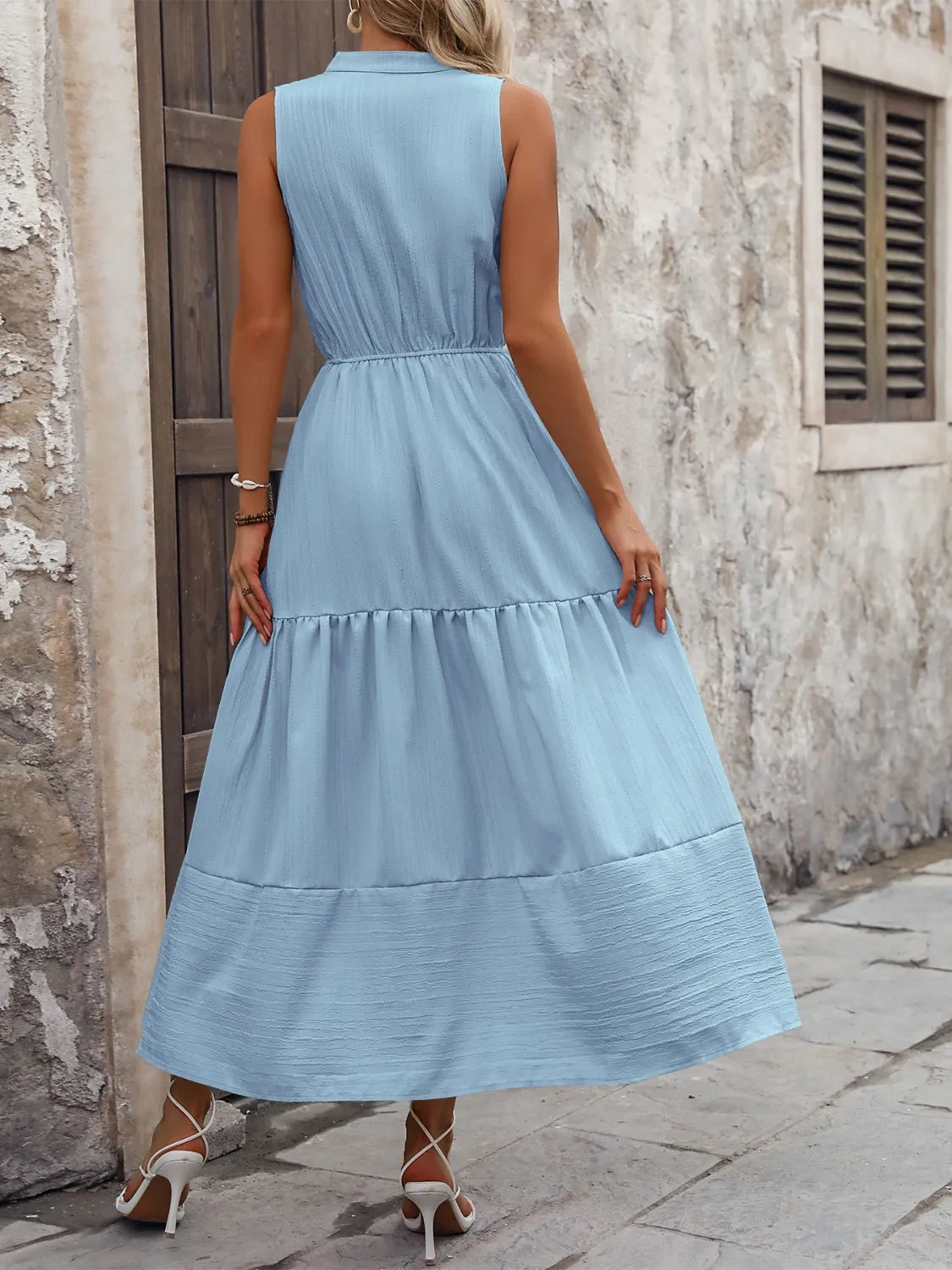 Notched Sleeveless Maxi Tank Dress - Blushé Belle