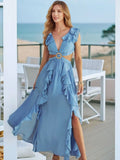 Cutout Ruffled Cap Sleeve Maxi Dress - Blushé Belle