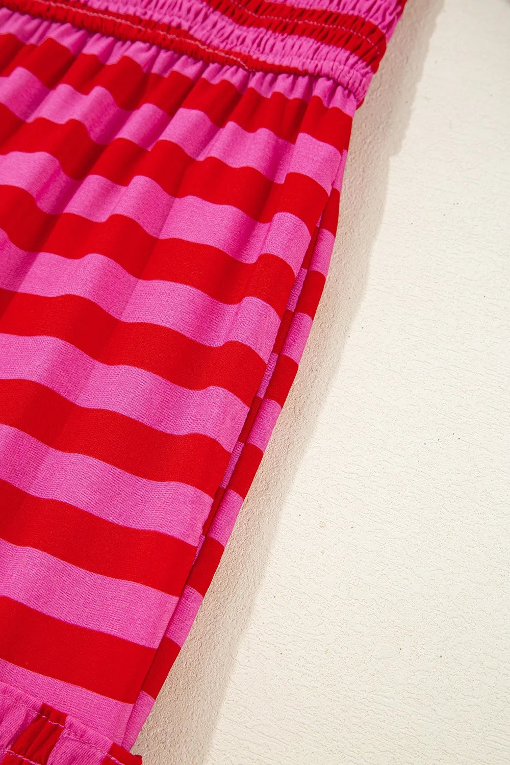 Stripe Flutter Sleeve Smocked Bodice Tiered Maxi Dress - Blushé Belle