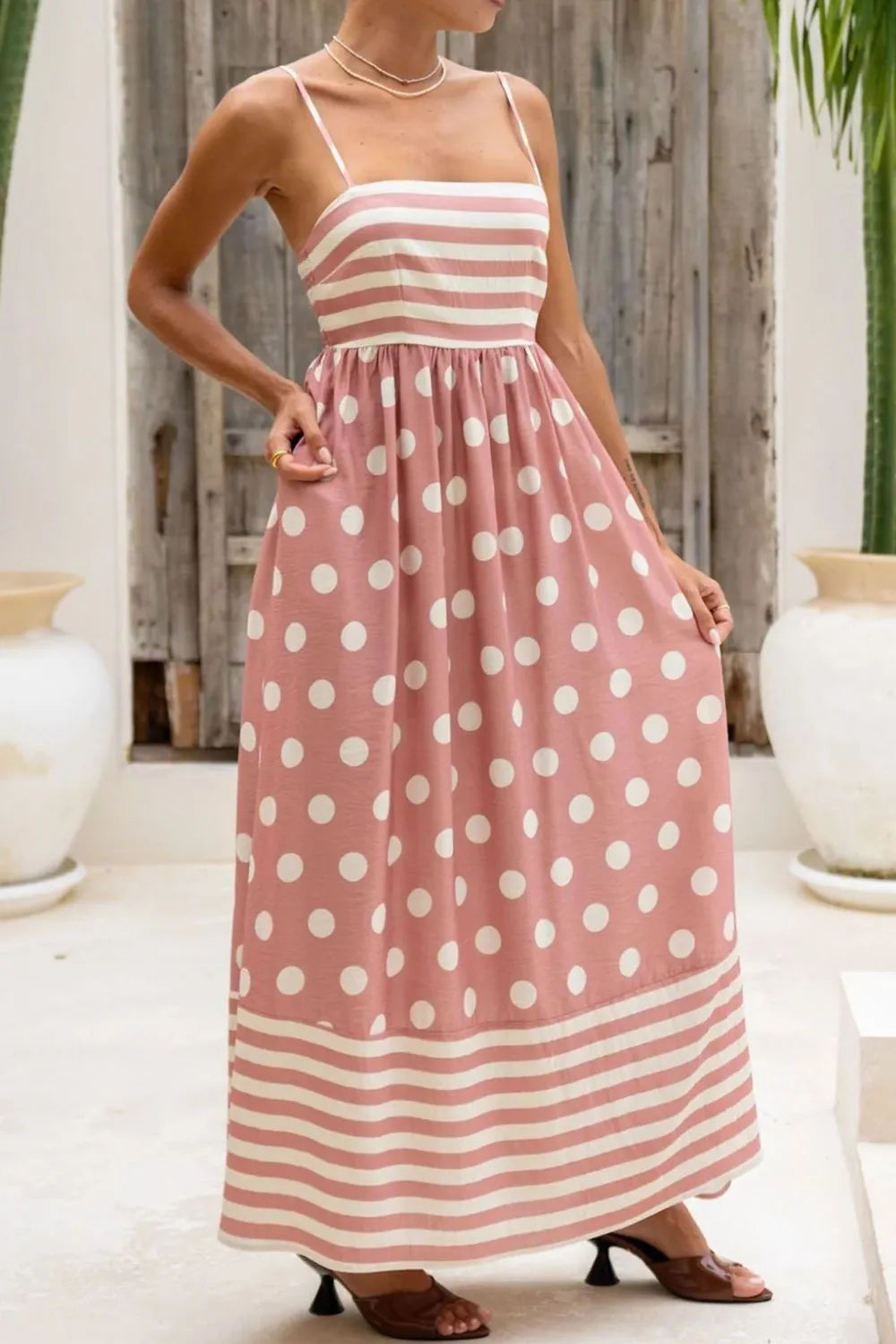 Polka Dot Square Neck Cami Dress - Blushé Belle