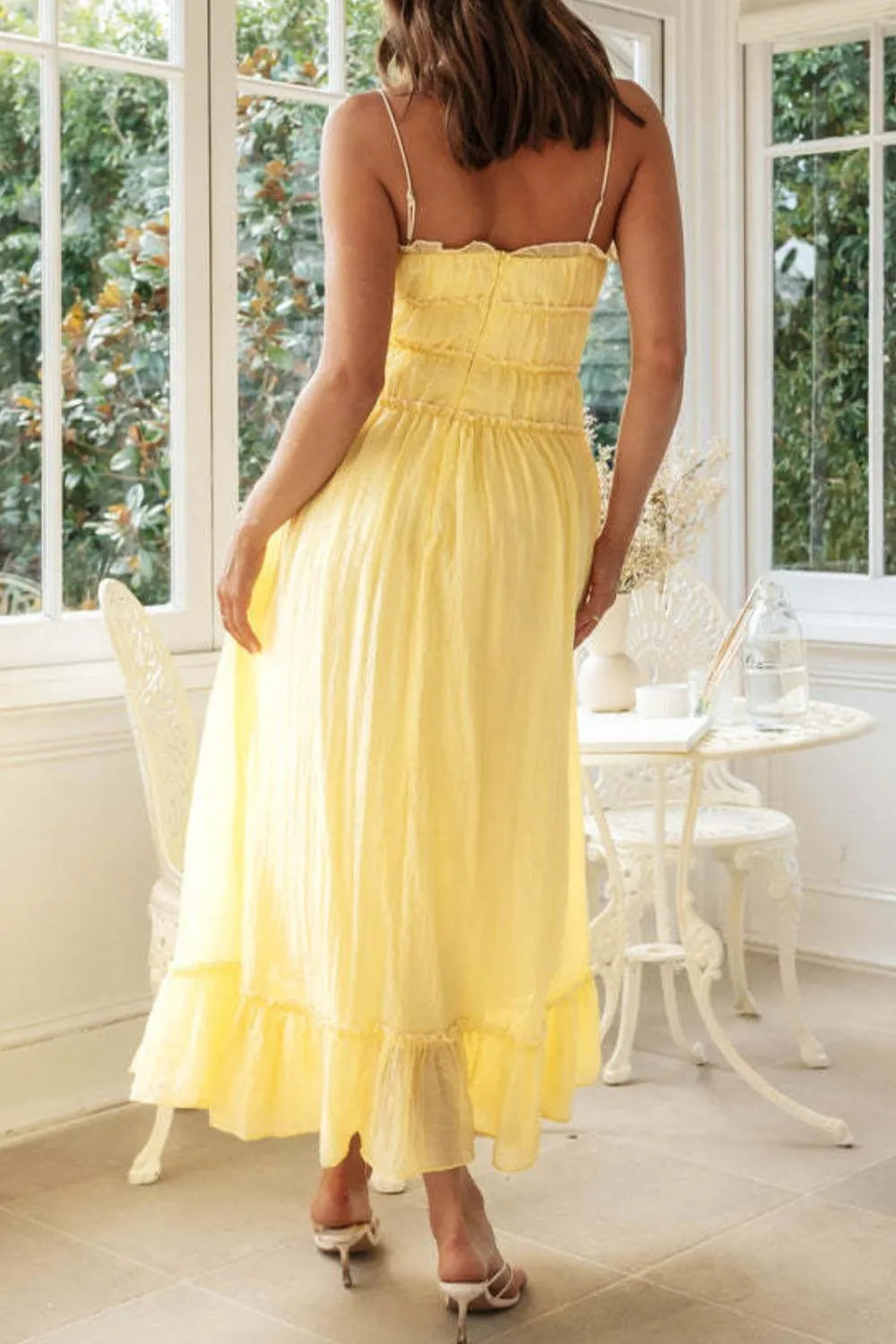 Frill Tied Front Midi Cami Dress - Blushé Belle