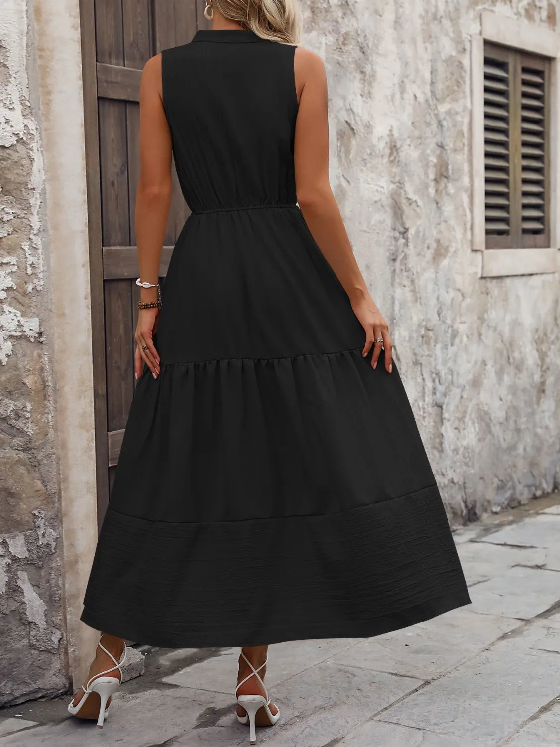 Notched Sleeveless Maxi Tank Dress - Blushé Belle
