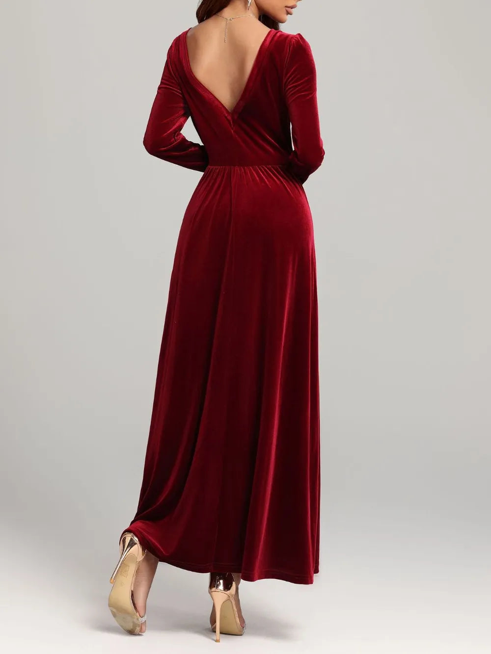 Velvet Square Neck Long Sleeve Dress - Blushé Belle