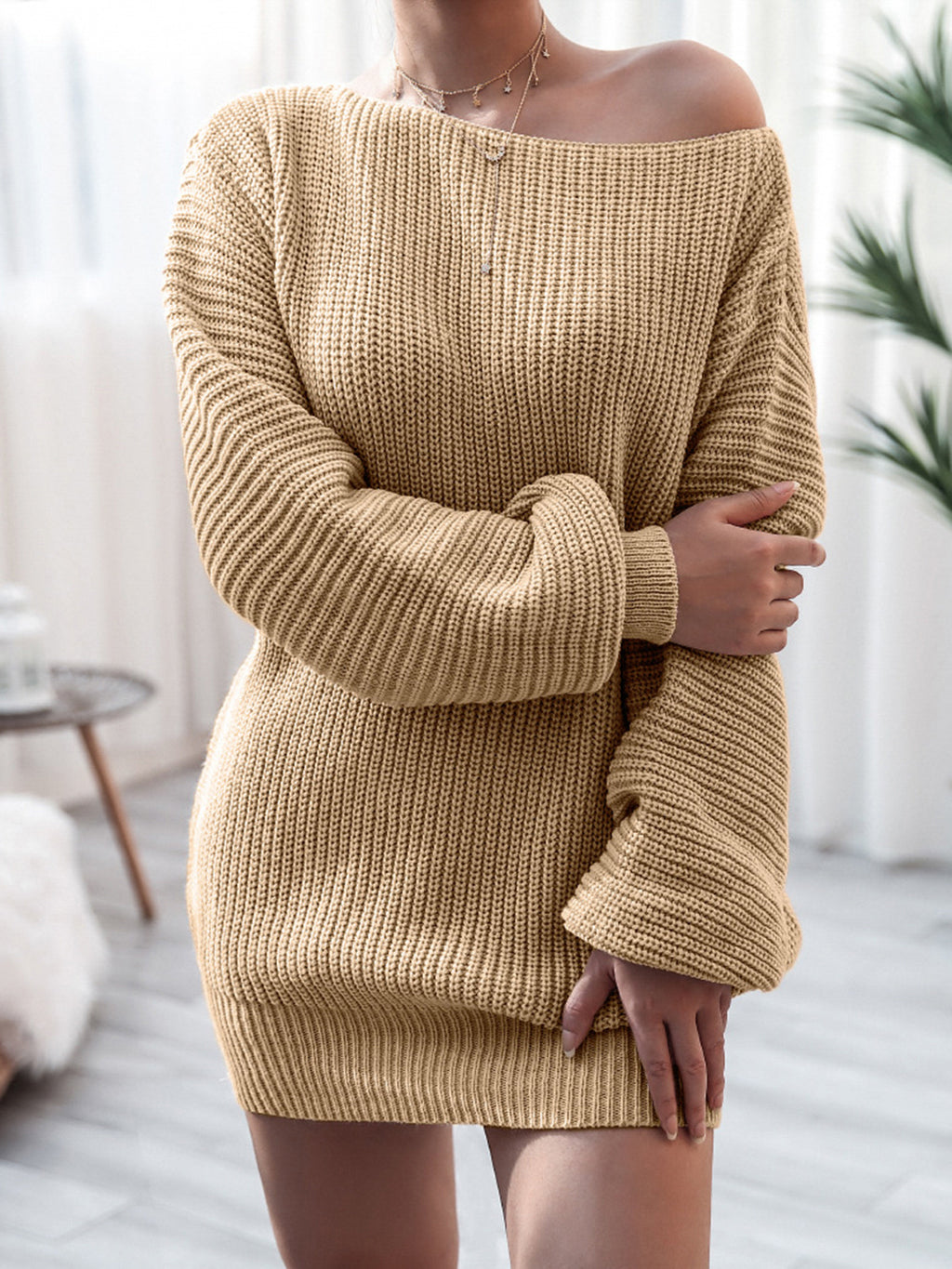 Rib-Knit Mini Sweater Dress - Blushé Belle