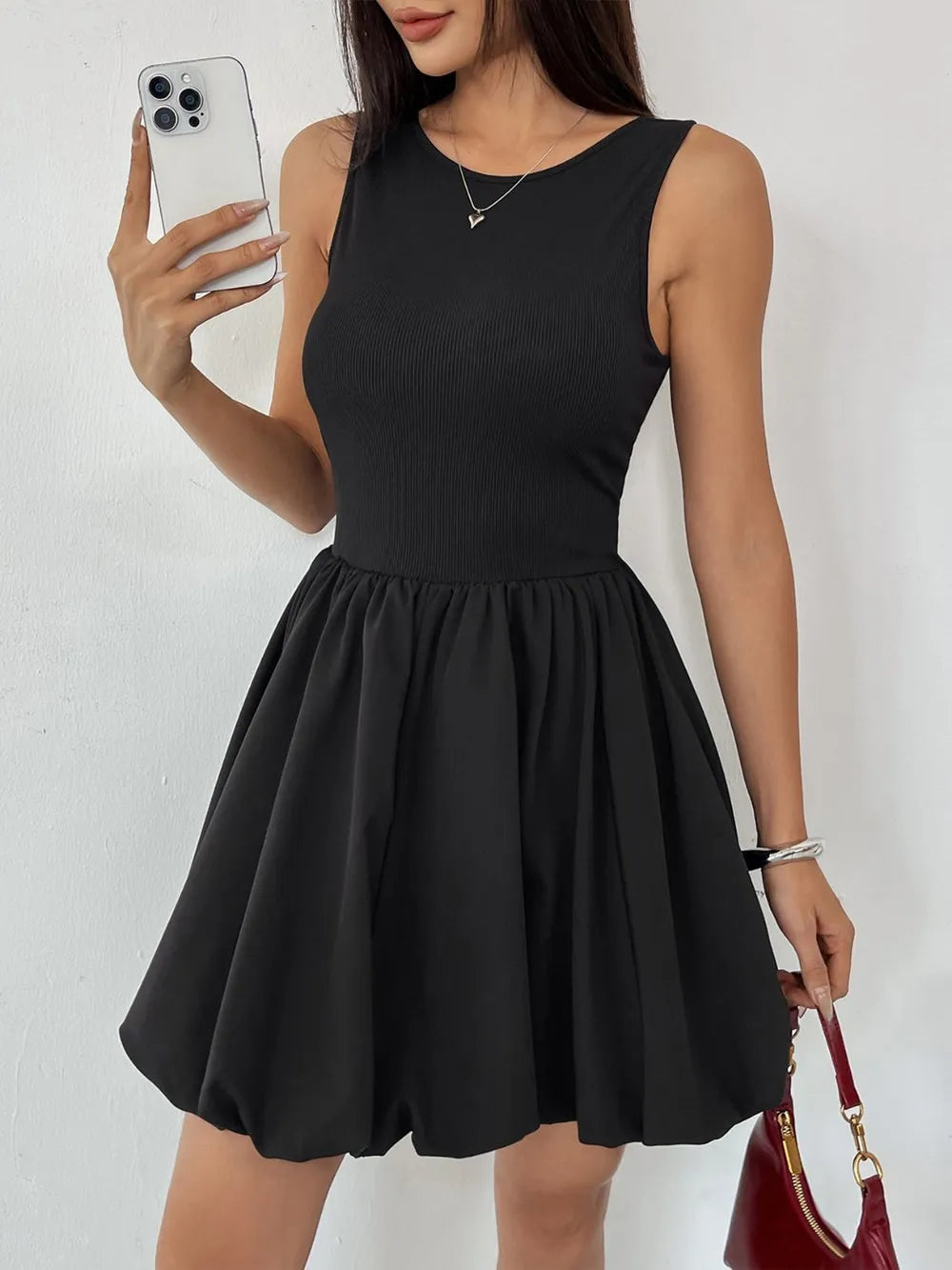Perfee Ruched Sleeveless Mini Dress - Blushé Belle