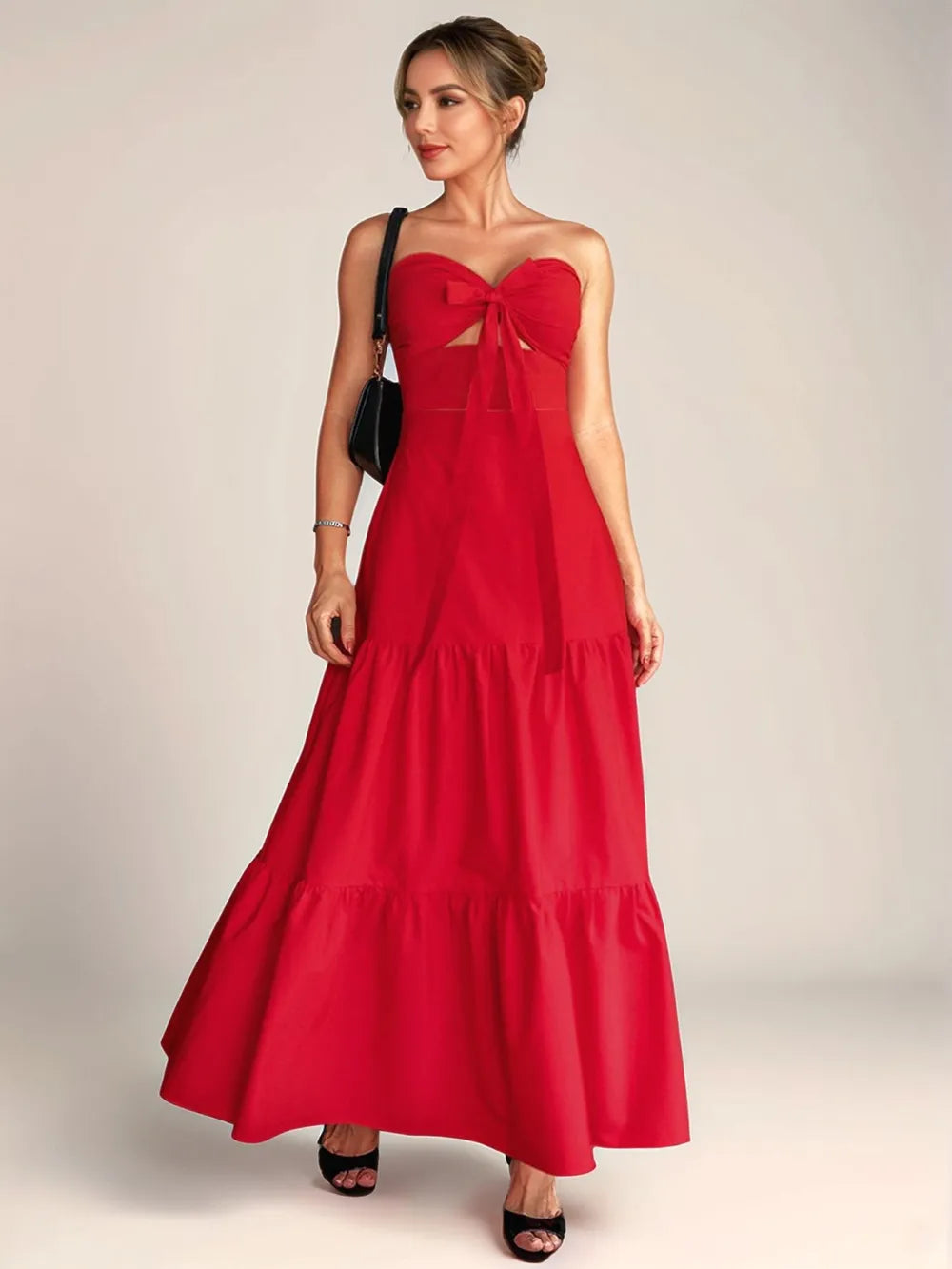 Twist Front Cutout Tiered Maxi Dress - Blushé Belle