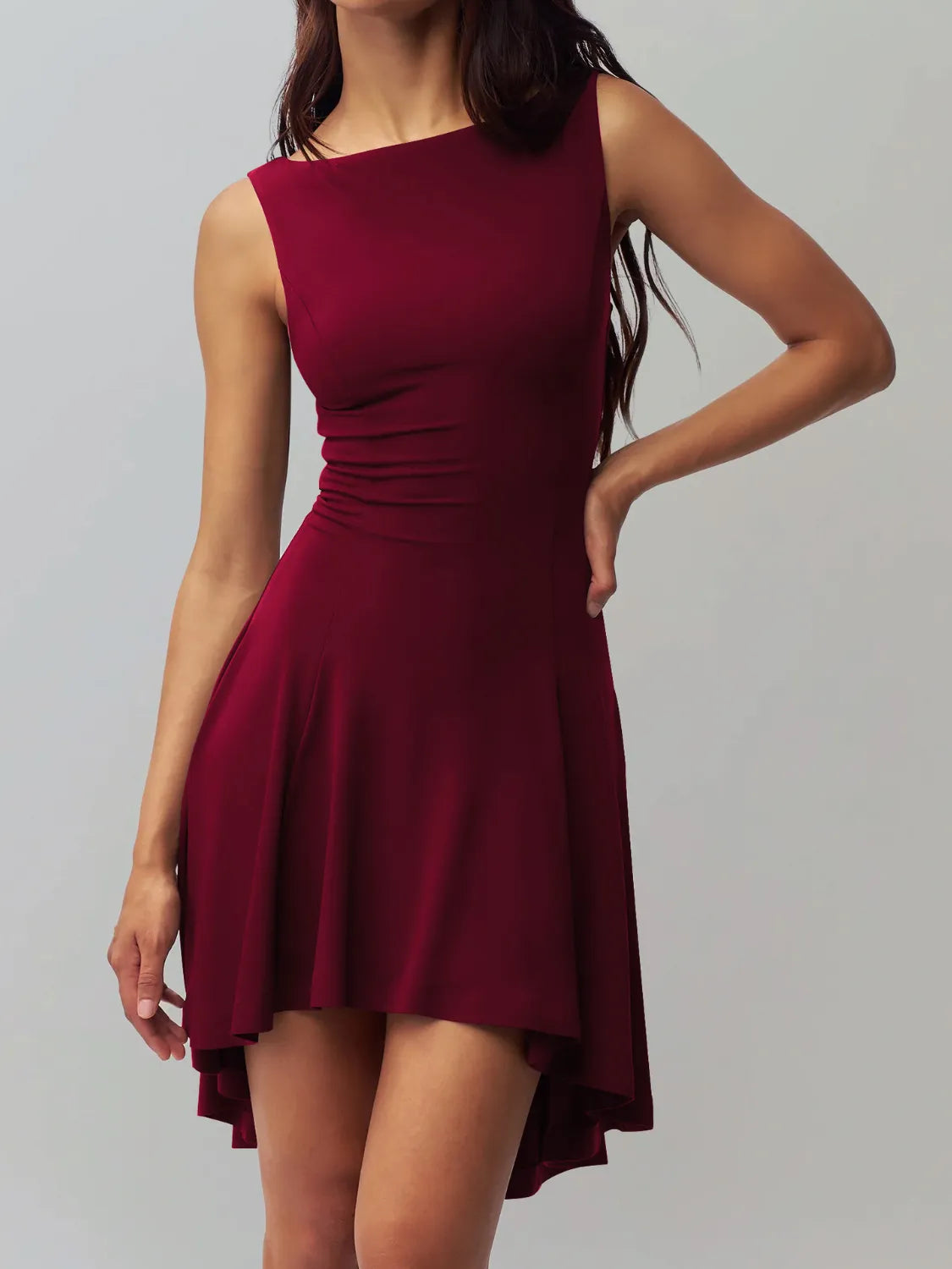 High-Low Round Neck Sleeveless Dress - Blushé Belle