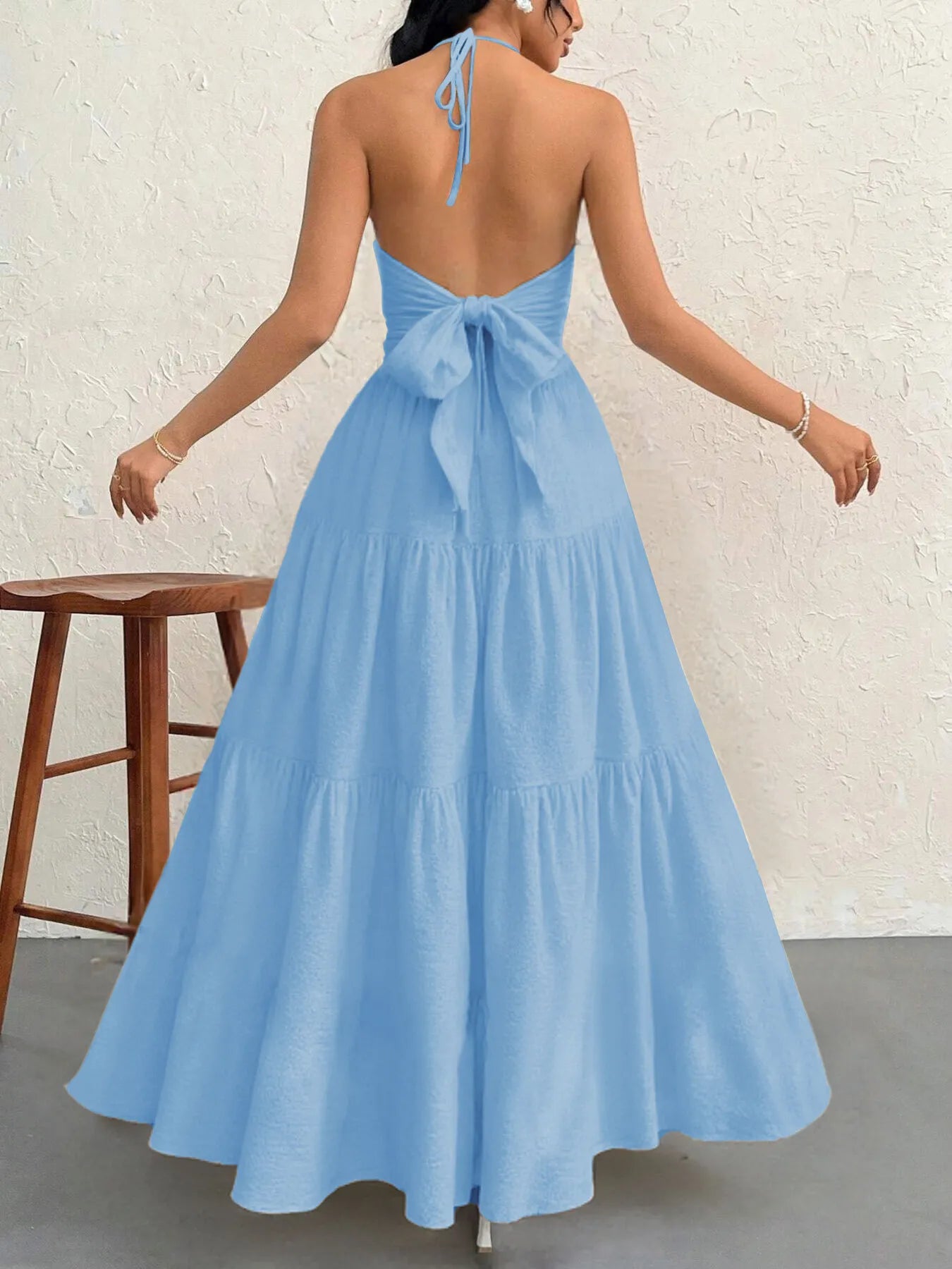 Halter Neck Tiered Maxi Dress - Blushé Belle