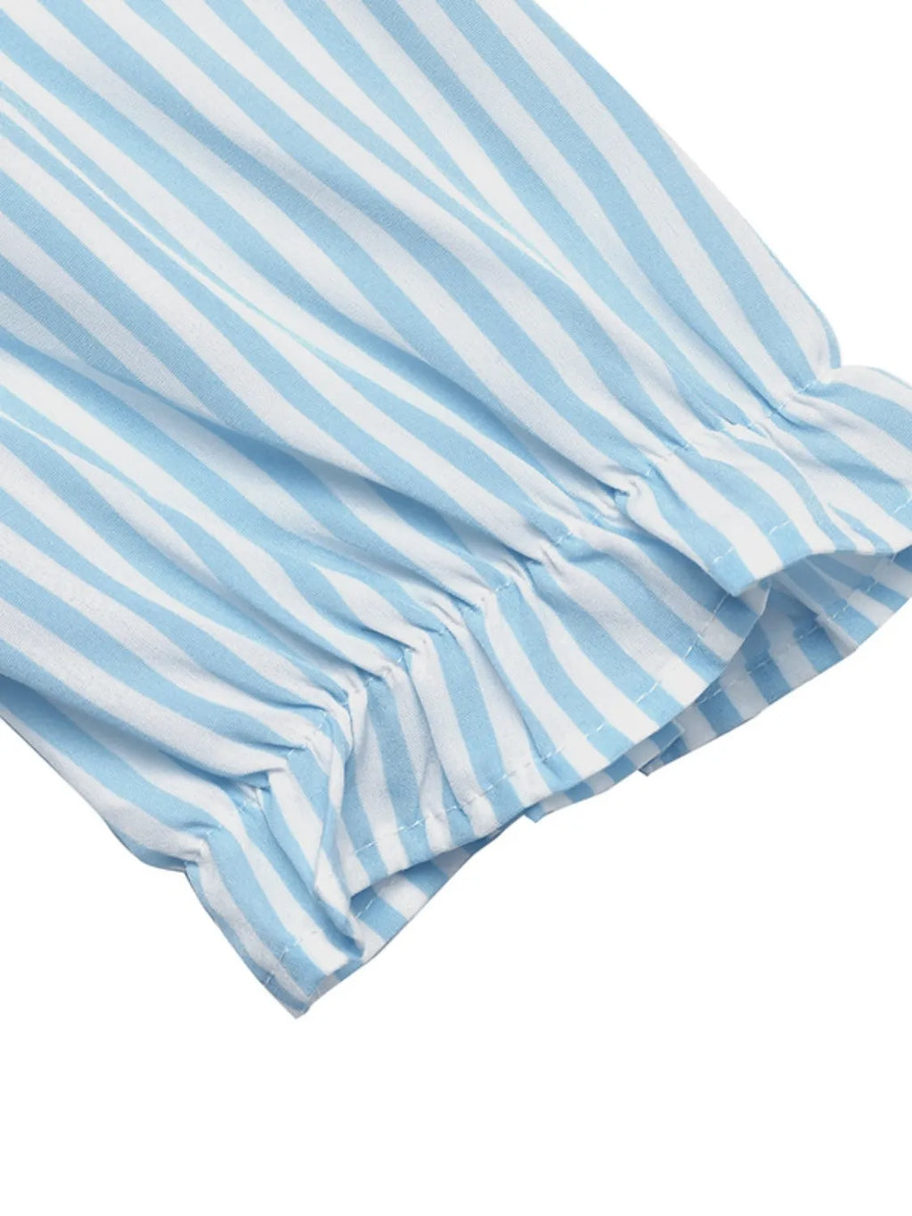 Striped Button-Down Midi Shirt Dress with Ruffle Sleeves - Blushé Belle