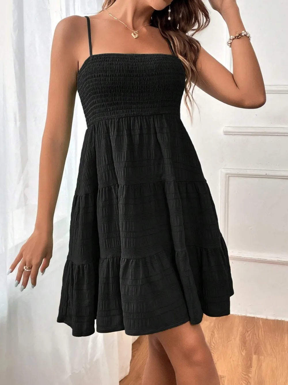 Tiered Smocked Square Neck Cami Dress - Blushé Belle
