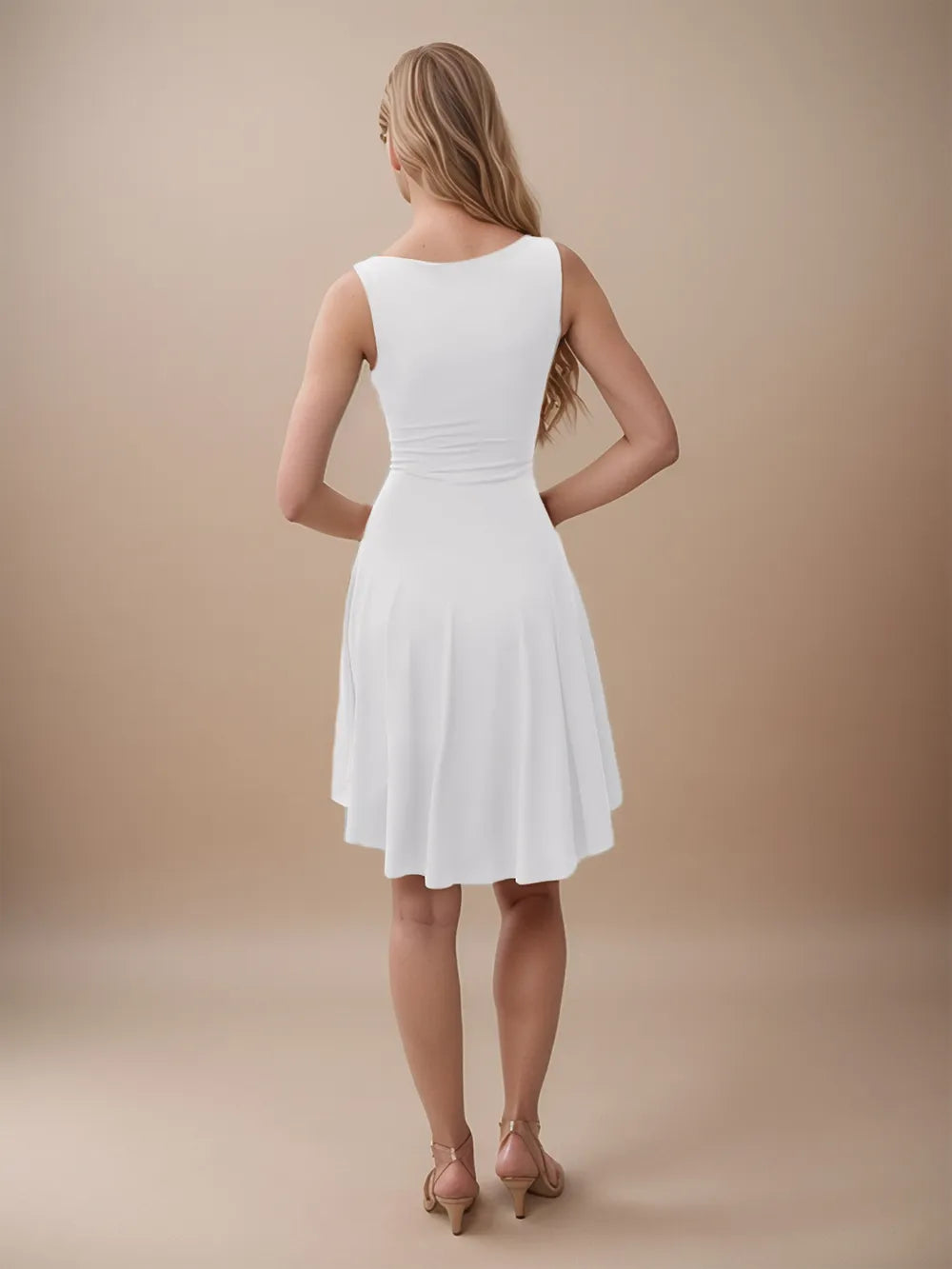 High-Low Round Neck Sleeveless Mini Dress - Blushé Belle
