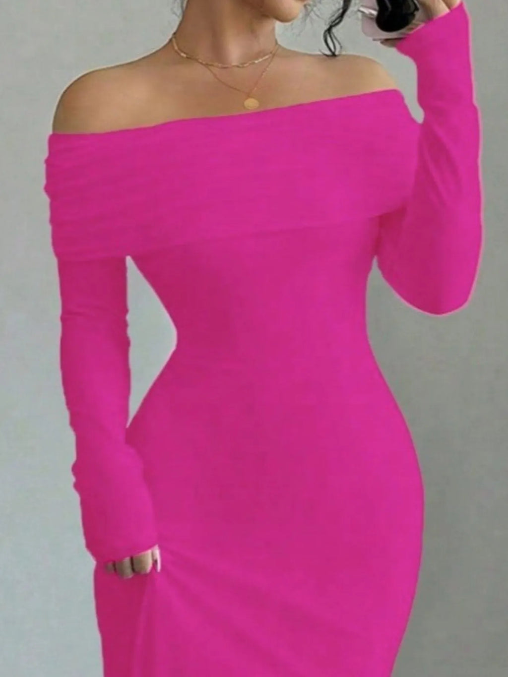 Off-Shoulder Long Sleeve Bodycon Maxi Dress - Blushé Belle