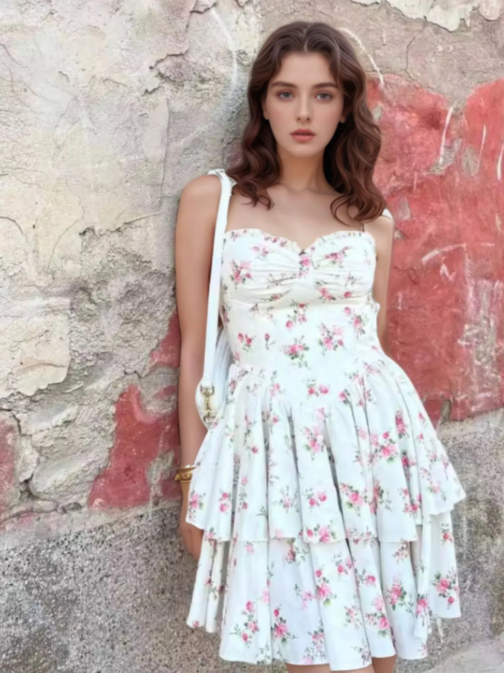 Floral Layered Cami Dress with Ruffle Details - Blushé Belle