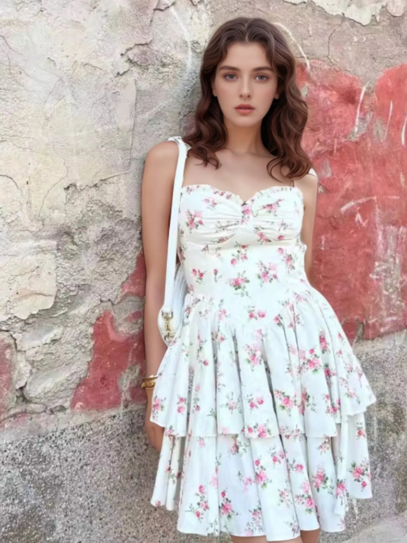 Floral Layered Cami Dress with Ruffle Details - Blushé Belle