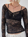 Lace Sheer Long Sleeve T-Shirt - Blushé Belle