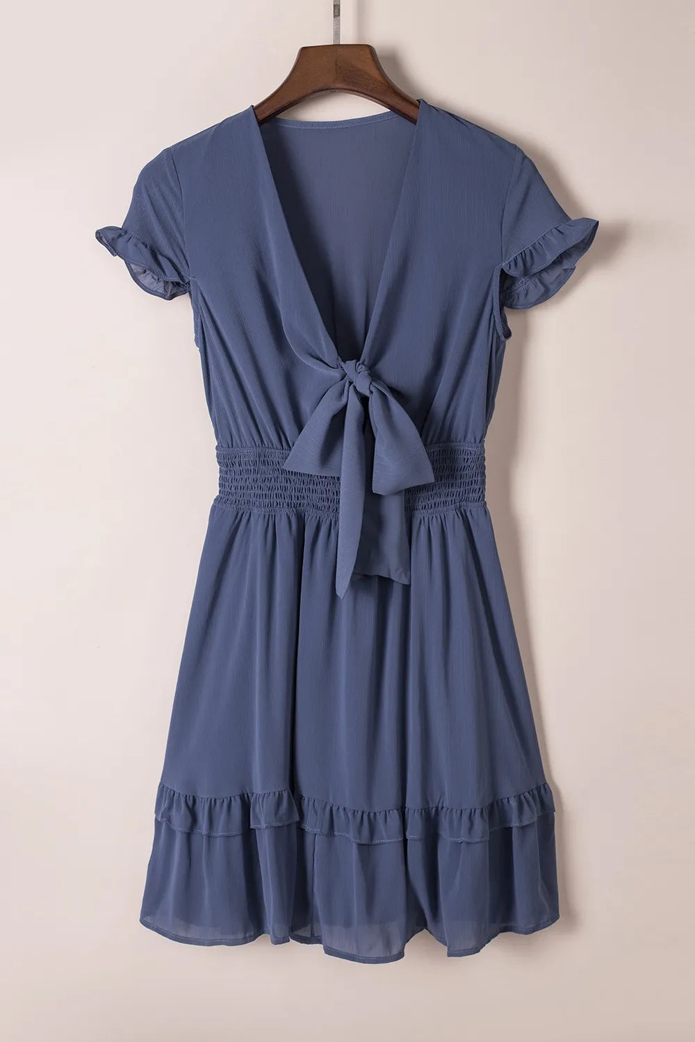 Tie-Front Mini Dress with Smocked Waist - Blushé Belle