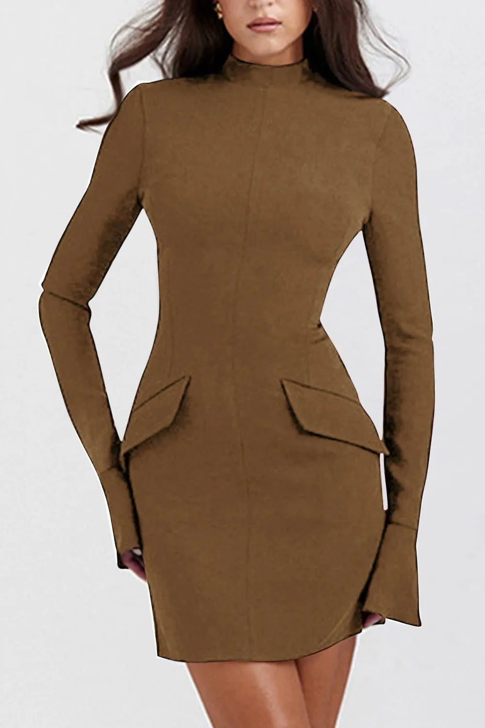 Mock Neck Long Sleeve Mini Dress - Blushé Belle