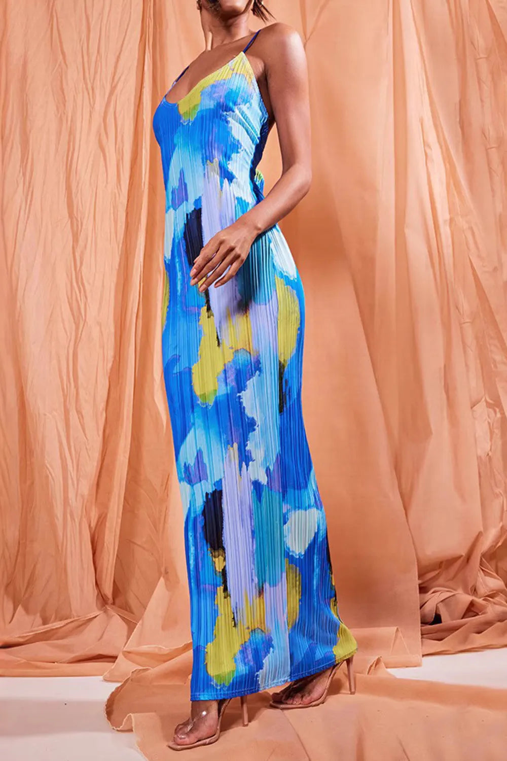 Backless Printed Maxi Cami Dress - Blushé Belle