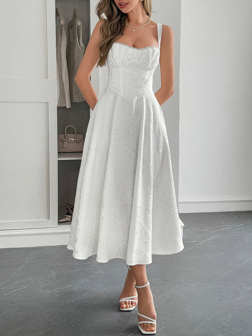 Lace-Up Sleeveless Midi Dress - Blushé Belle