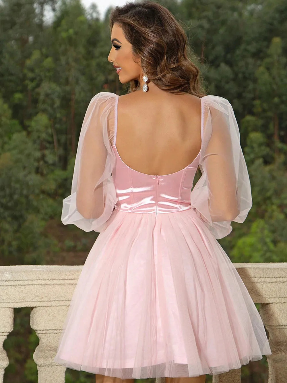 Sweetheart Neck Balloon Sleeve Mini Dress - Blushé Belle