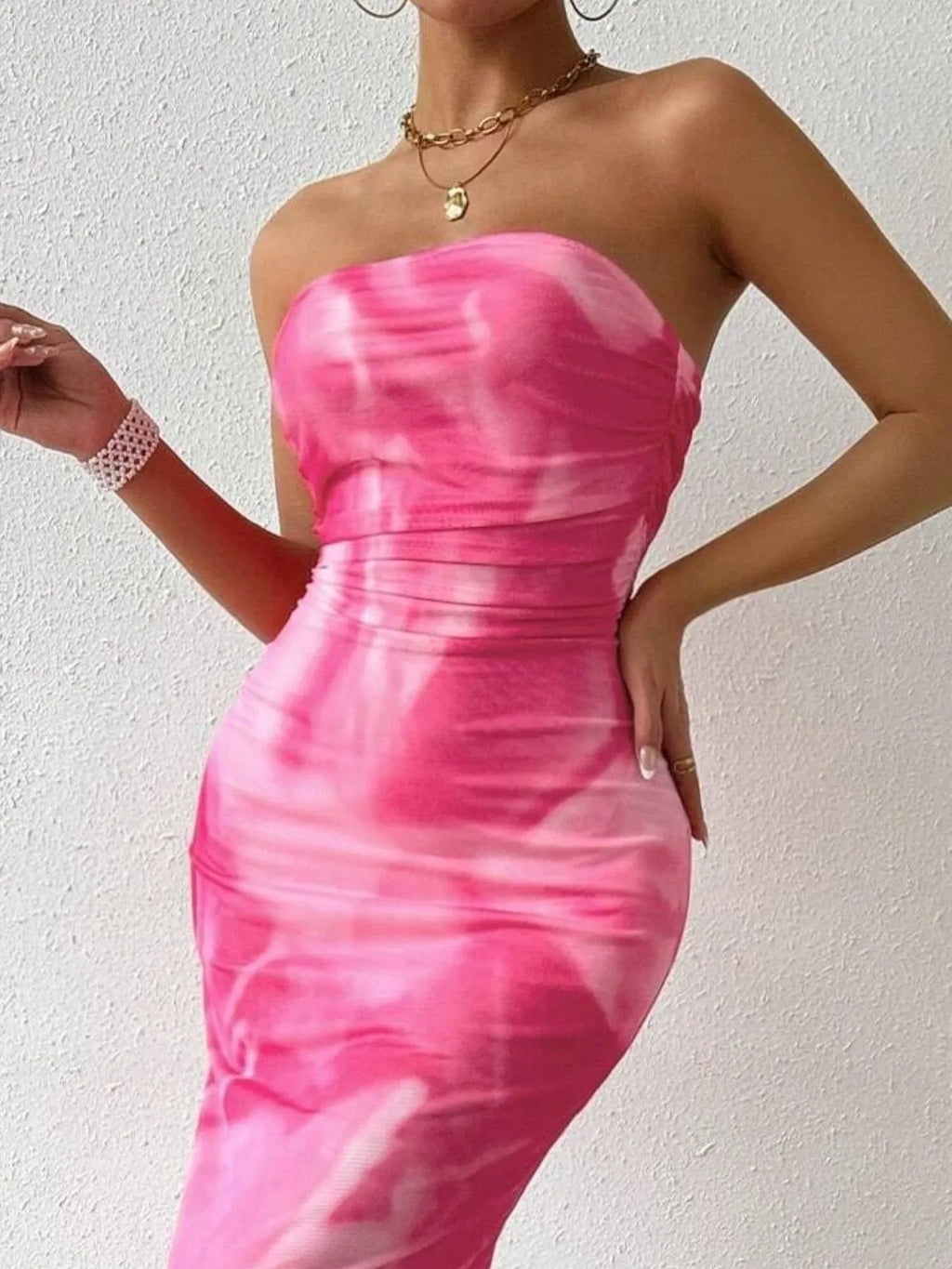 Printed Side Slit Tube Dress - Blushé Belle
