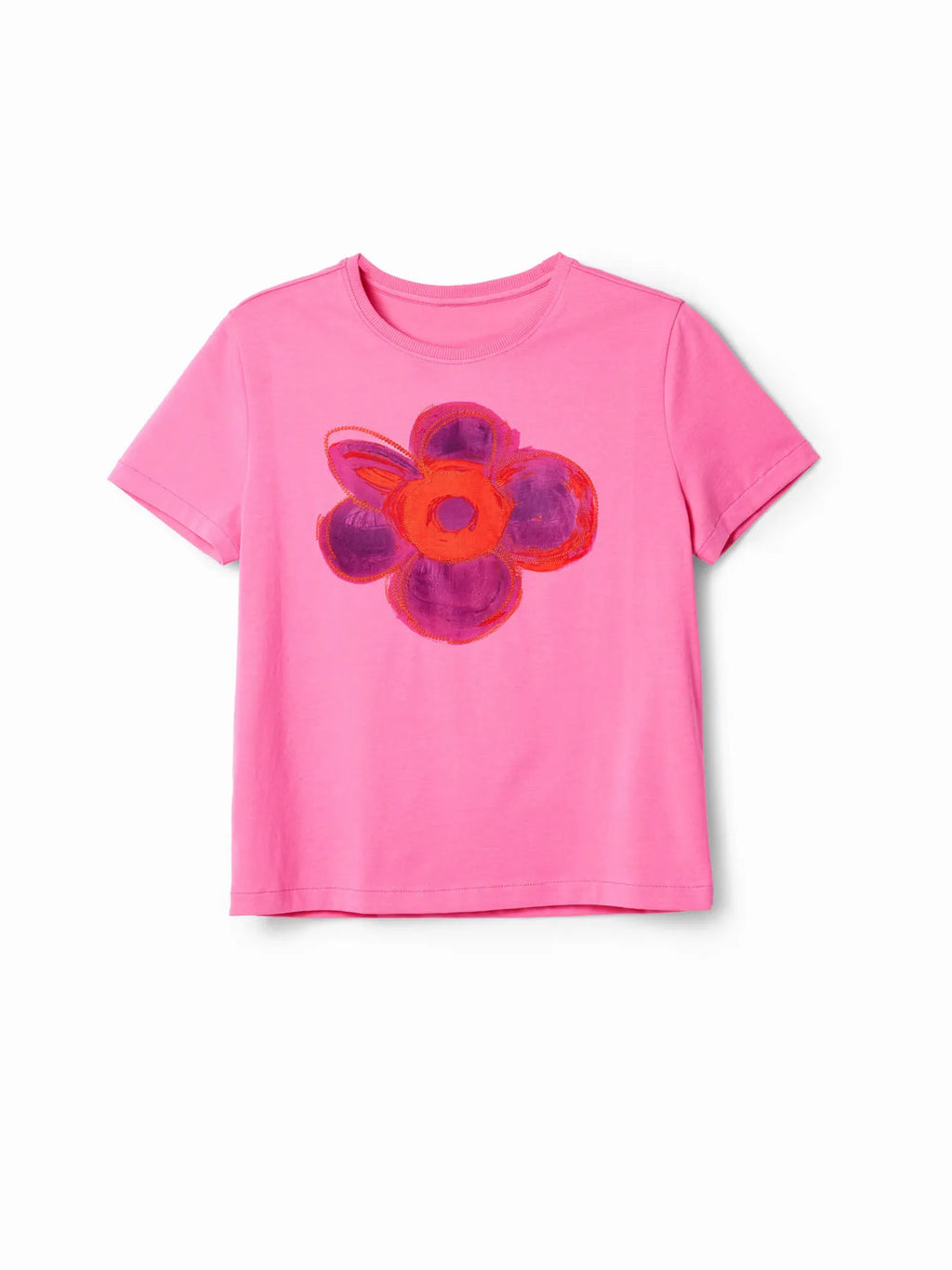 Flower Graphic Round Neck T-Shirt - Blushé Belle