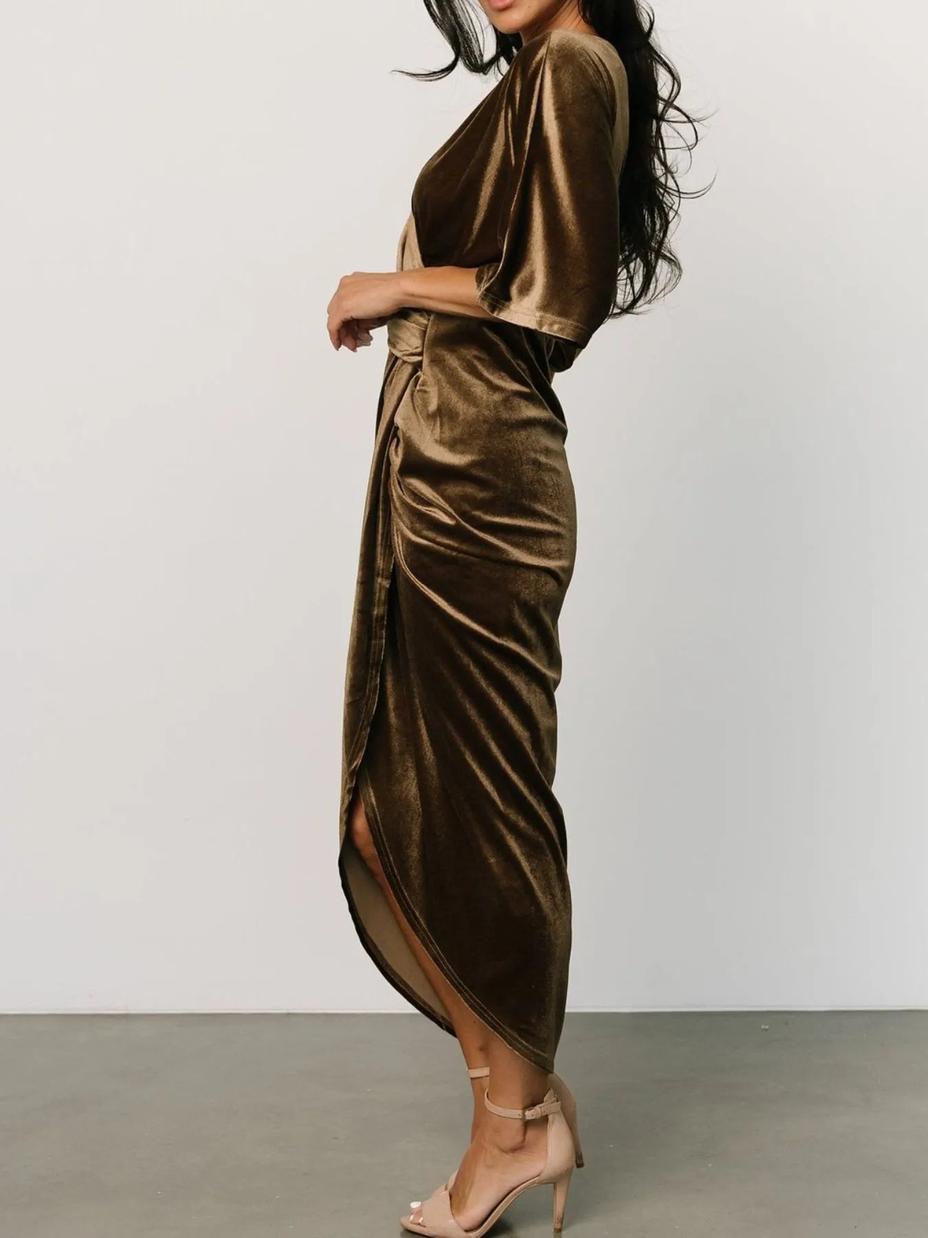 Ruched Surplice Half Sleeve Dress - Blushé Belle