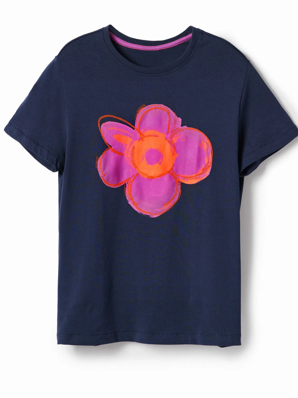 Flower Graphic Round Neck T-Shirt - Blushé Belle
