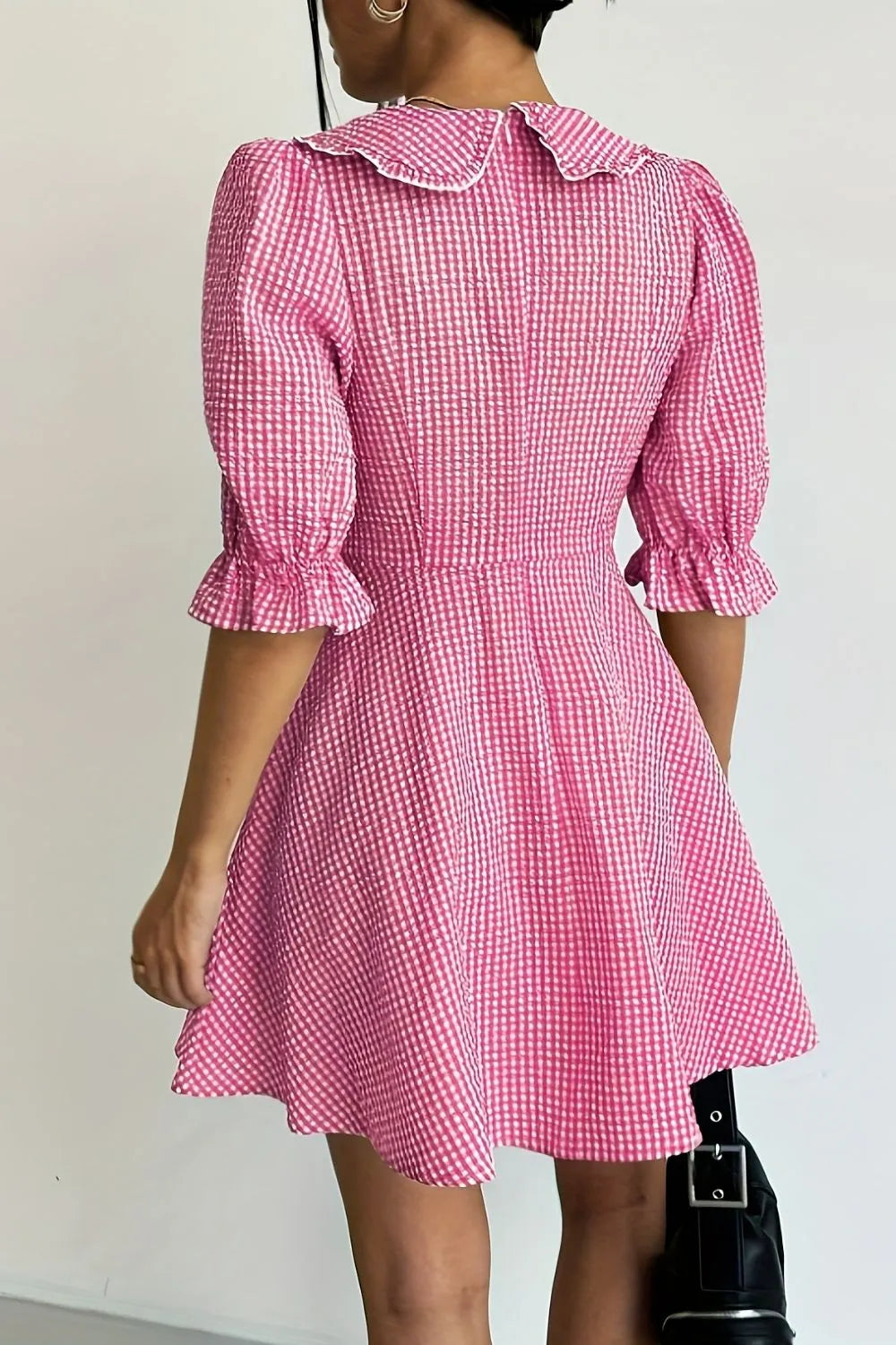 Gingham Puff Sleeve Mini Dress - Blushé Belle