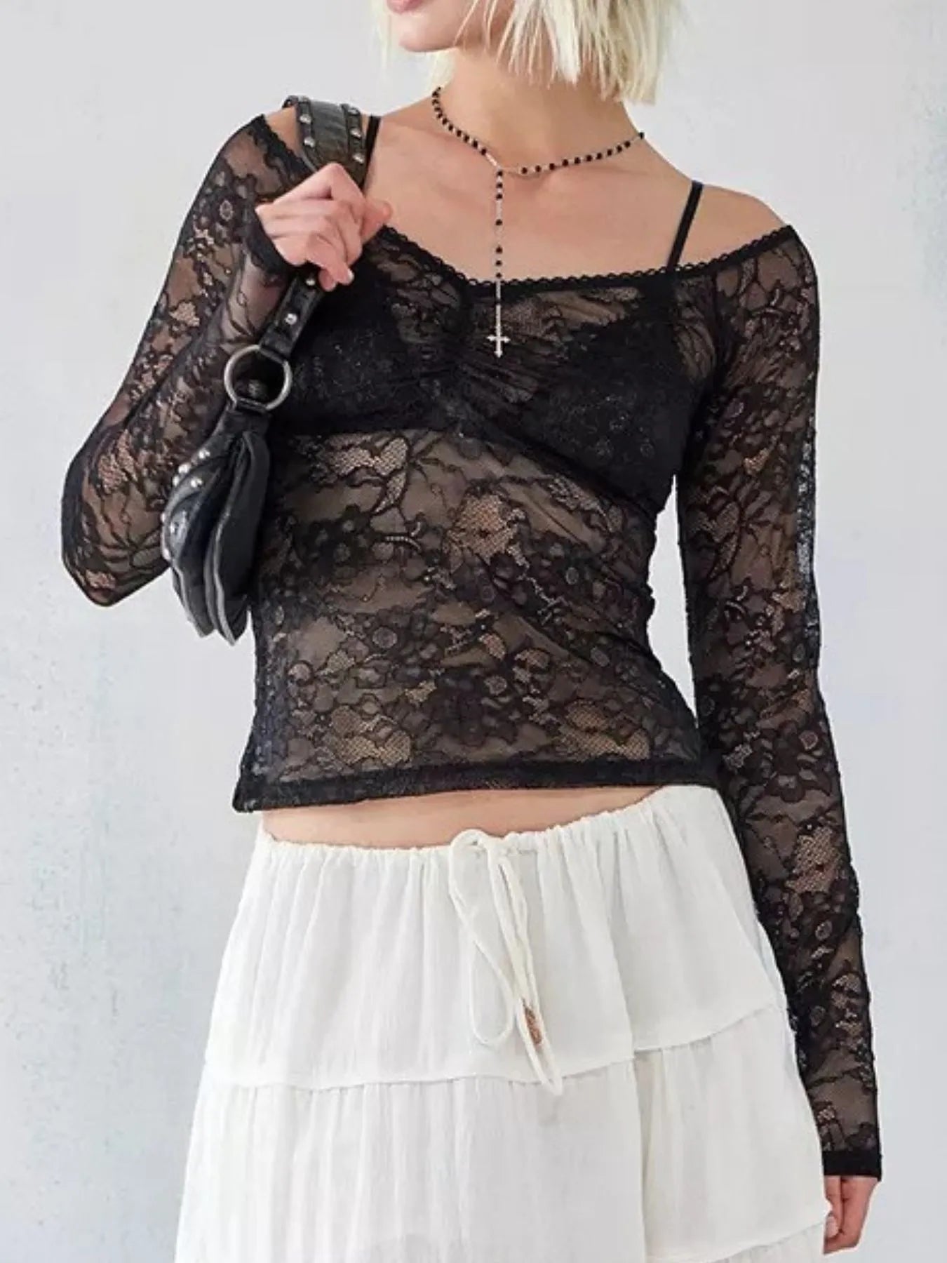 Lace Sheer Long Sleeve T-Shirt - Blushé Belle